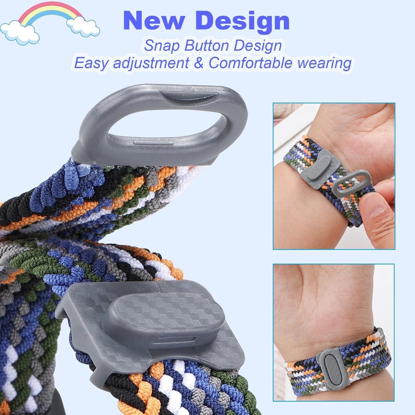 Braided Band for Kids Apple-Watch Band - 3 Pack Nylon Elastic Adjustable Replacement Bands for Iwatch Ultra Series 9 8 7 6 5 4 3 SE SE2 38Mm 40Mm 41Mm 42Mm 44Mm 45Mm 49Mm for Teen Girls Boys Wrist