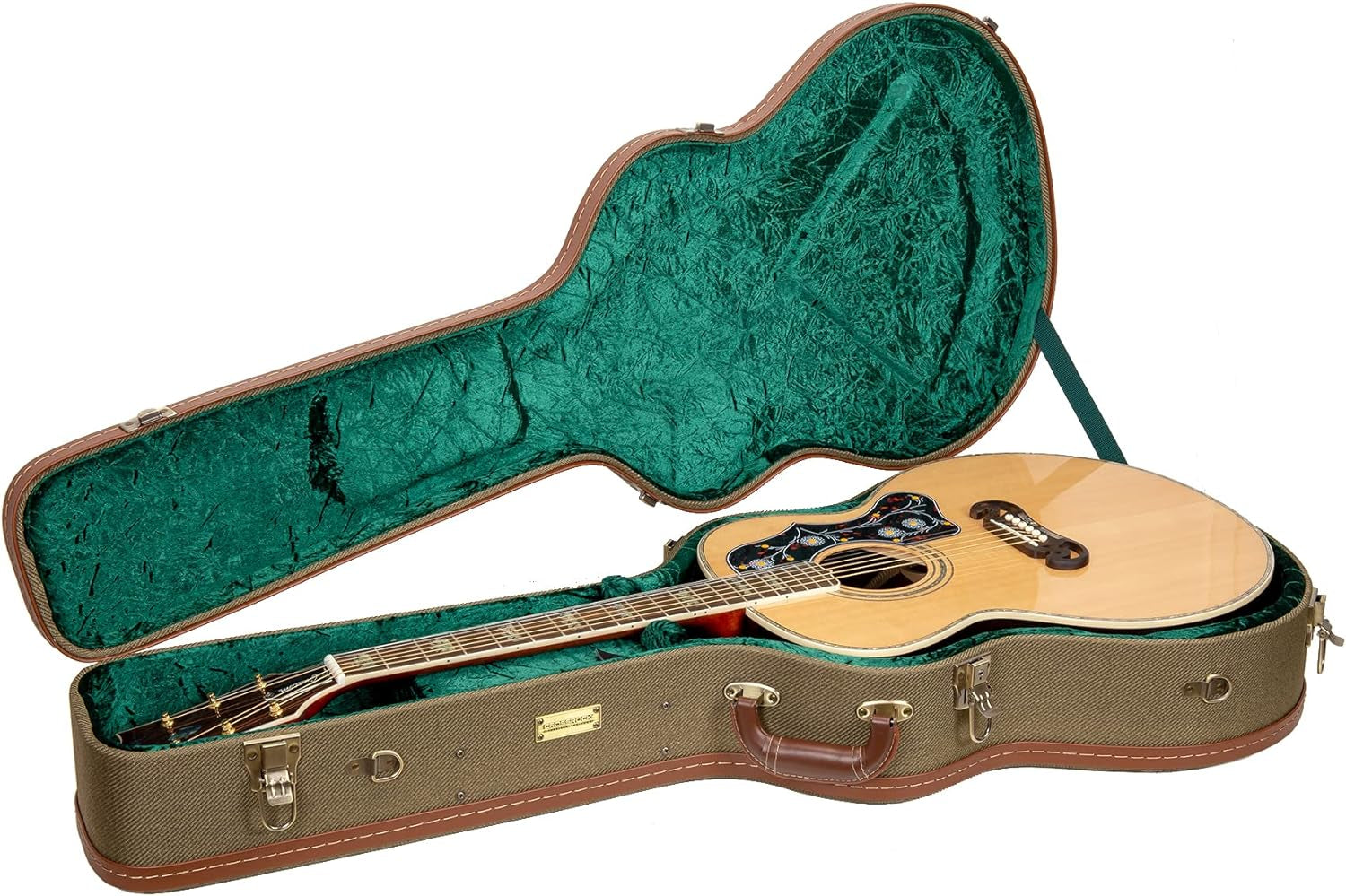 Crossrock Hard-Shell Wood Case for Les Paul Electric Guitars with Removable Shoulder Straps-Tweed(Crw700Ltw)  Crossrock Green Small Jumbo 