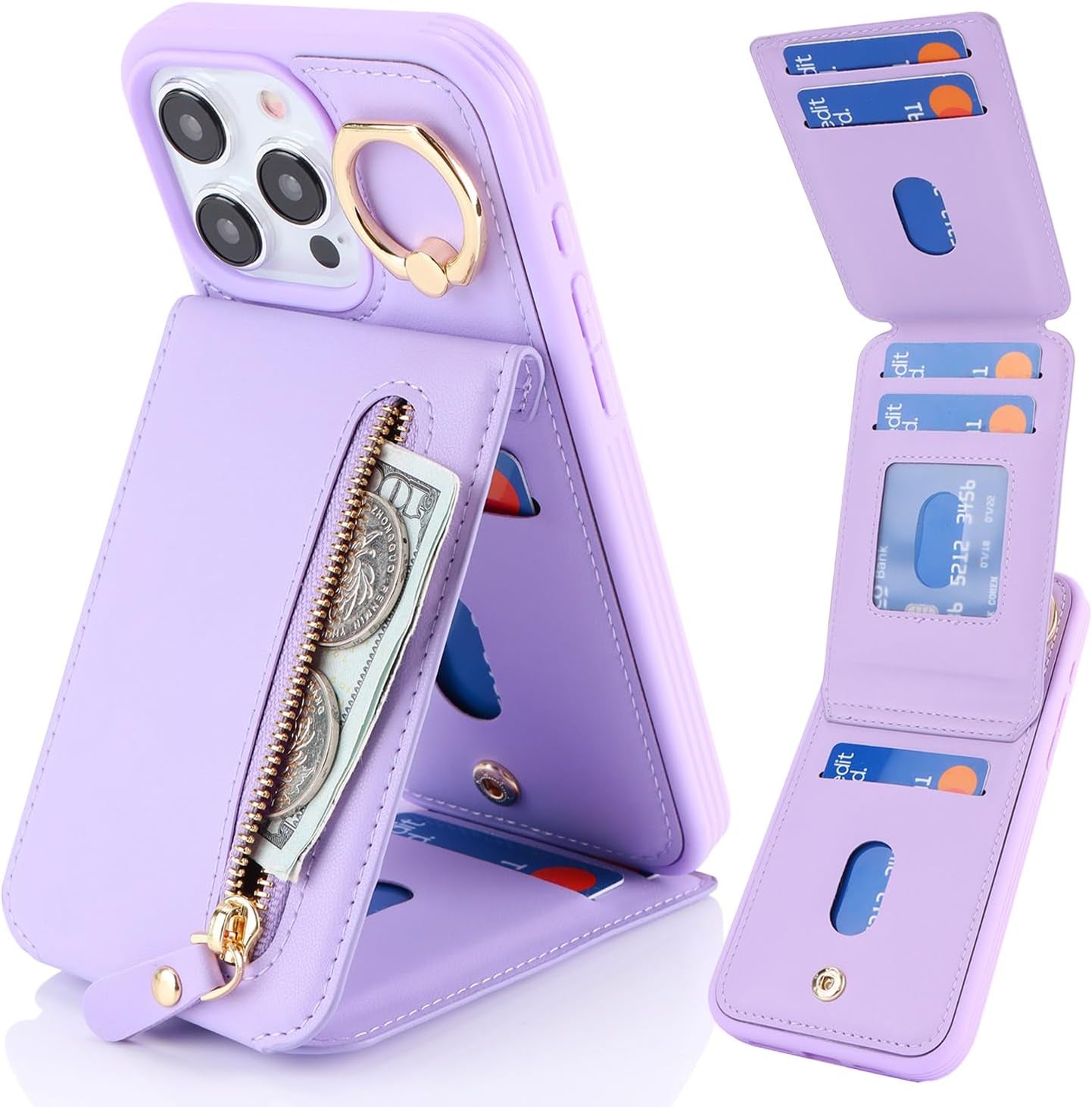 DEYHU Iphone 15 Pro Case with Card Holder, Iphone 15 Pro Phone Case Wallet for Women Magsafe Compatible Wallet Detachable 2-In-1 for Men-Dark Blue  DEYHU   