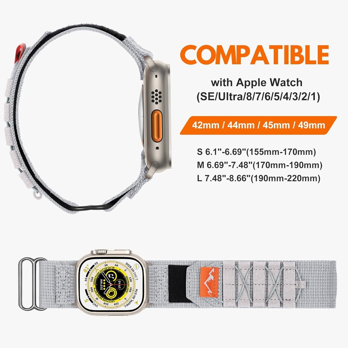 Bands Compatible with Apple Watch Band 38Mm 40Mm 41Mm 42Mm 44Mm 45Mm 49Mm Women Men, Adjustable Soft Nylon Strap for Iwatch Series 9 8 7 6 5 4 3 2 1 SE Ultra/Ultra 2