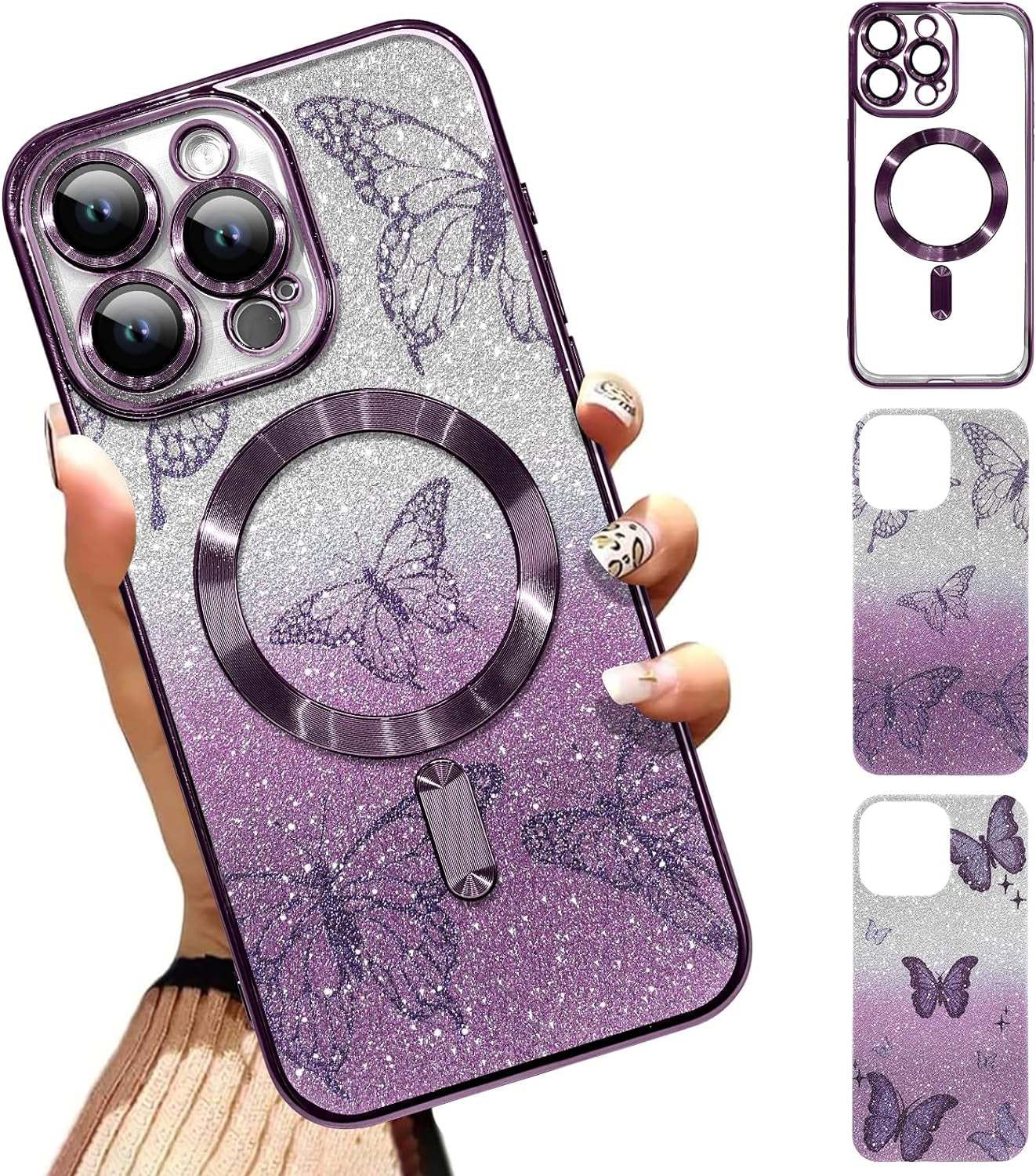 Illians Case for Iphone 14 Pro Max (Compatible with Magsafe) Camera Lens Protector Glitter Bling Plating Case Shockproof Protection Anti-Scratch Iphone 14 Pro Max Case for Women Men - Blue  Illians   