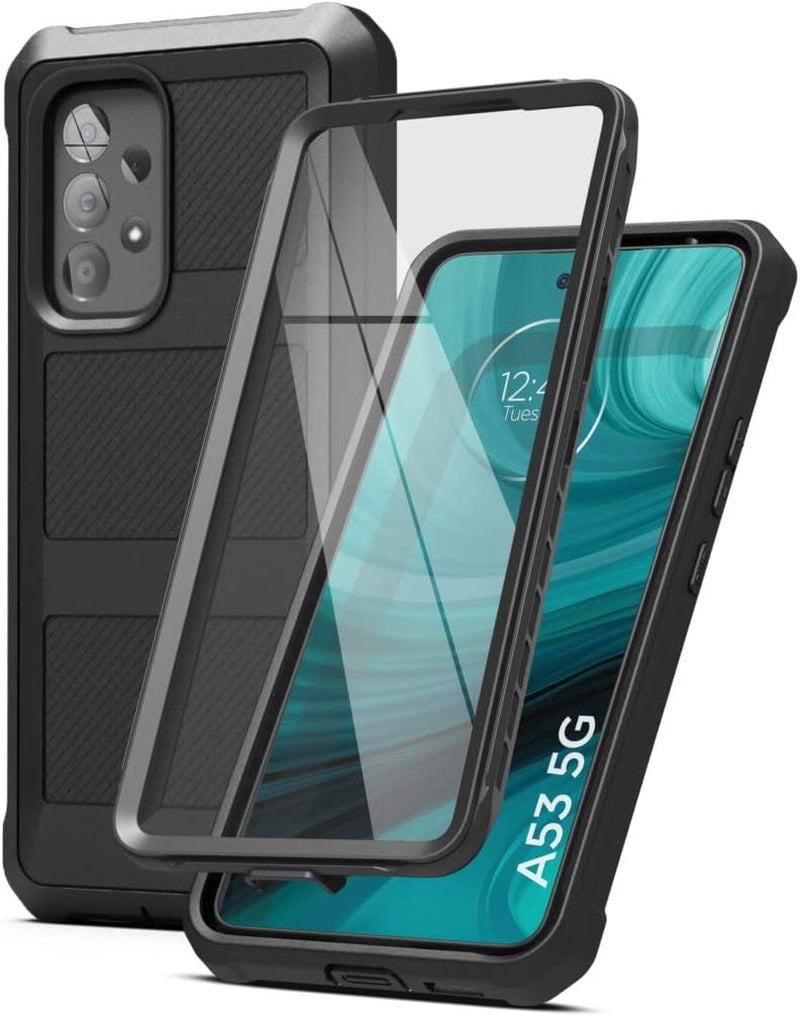 ENCASED Falcon Armor for Samsung Galaxy A53 5G Case with Built-In Screen Protector (Black)