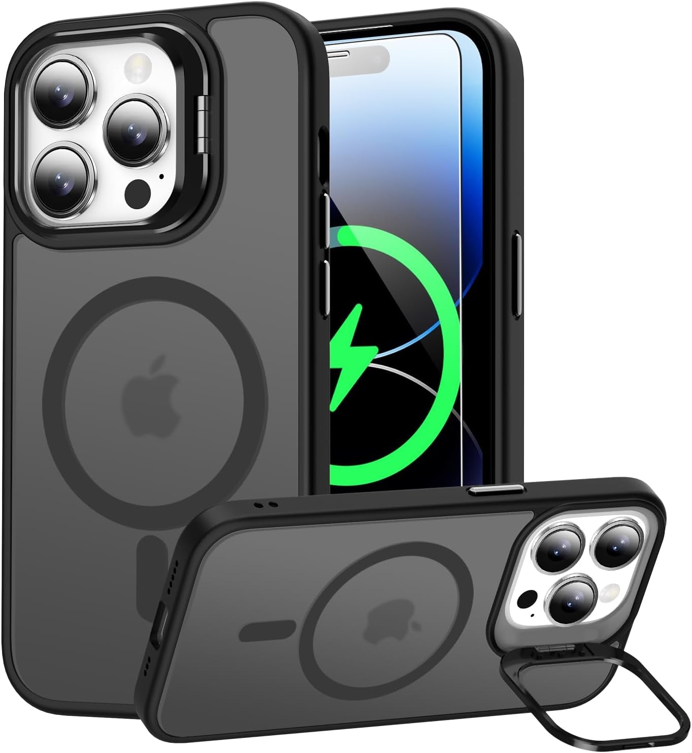 Goodon Magnetic for Iphone 14 Pro Max Case with Screen Protector, [Compatible with Magsafe] [ Built-In Metal Kickstand] Military-Grade Protection Shockproof Matte 6.7" Phone Case - Yellow  Goodon Black Magnetic Iphone 14 Pro 6.1" 