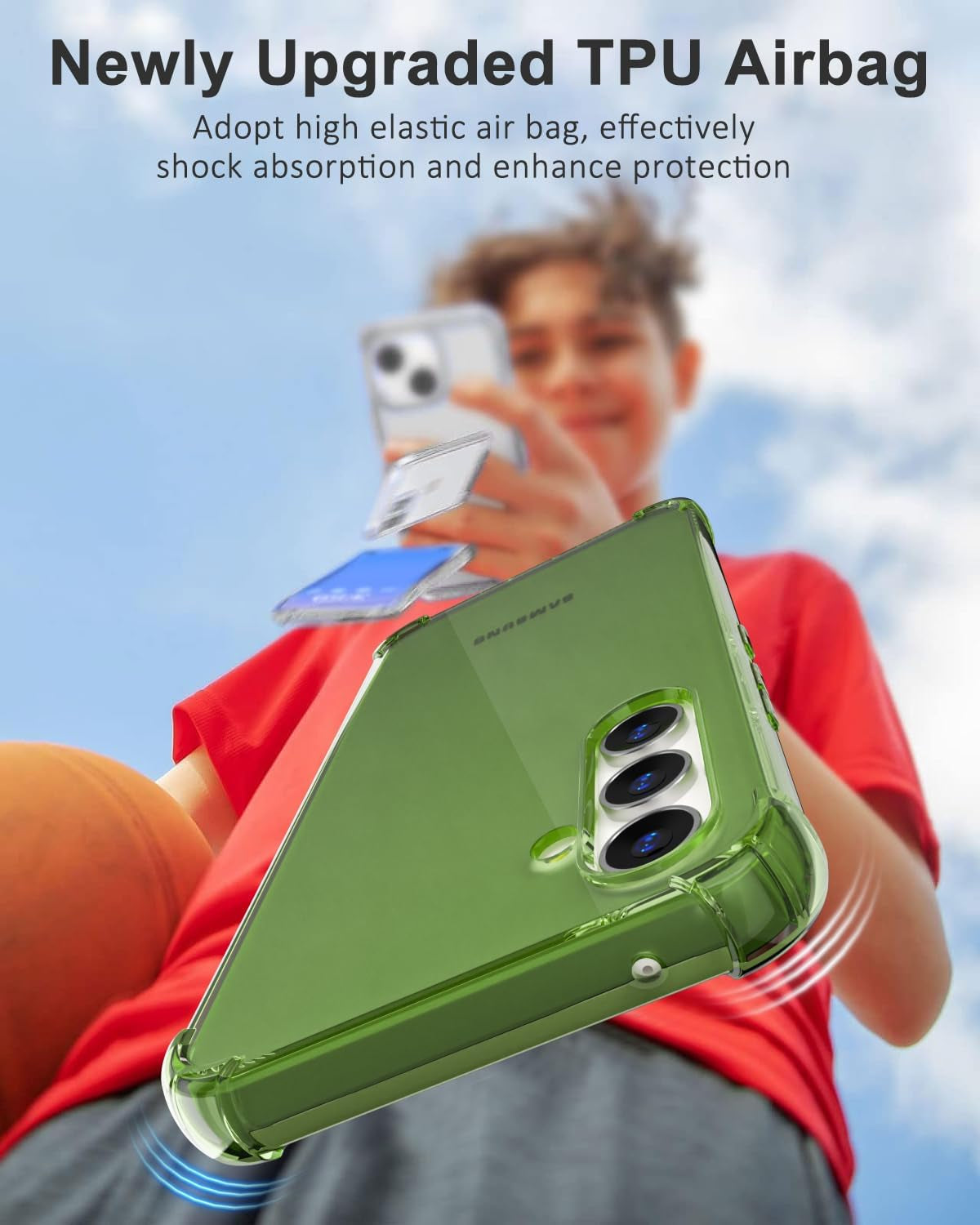 For Samsuang Galaxy A54 5G Case Clear, Transparent Jelly Protective Silicone Phone Case Design for Women Girly Cute Simple, Thin Slim Fit Soft Flexible TPU Shockproof Bumper, Clear Green