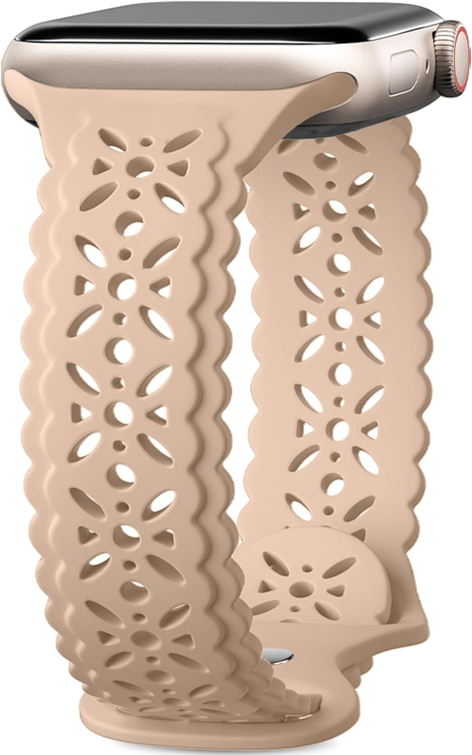 Getino Lace Silicone Band Compatible with Apple Watch Bands for Women 40Mm 41Mm 38Mm 44Mm 45Mm 42Mm 49Mm, Breathable Hollow-Out Sport Strap Slim Thin Bands for Iwatch SE Series 9 8 7 6 5 4 3 2 1 Ultra