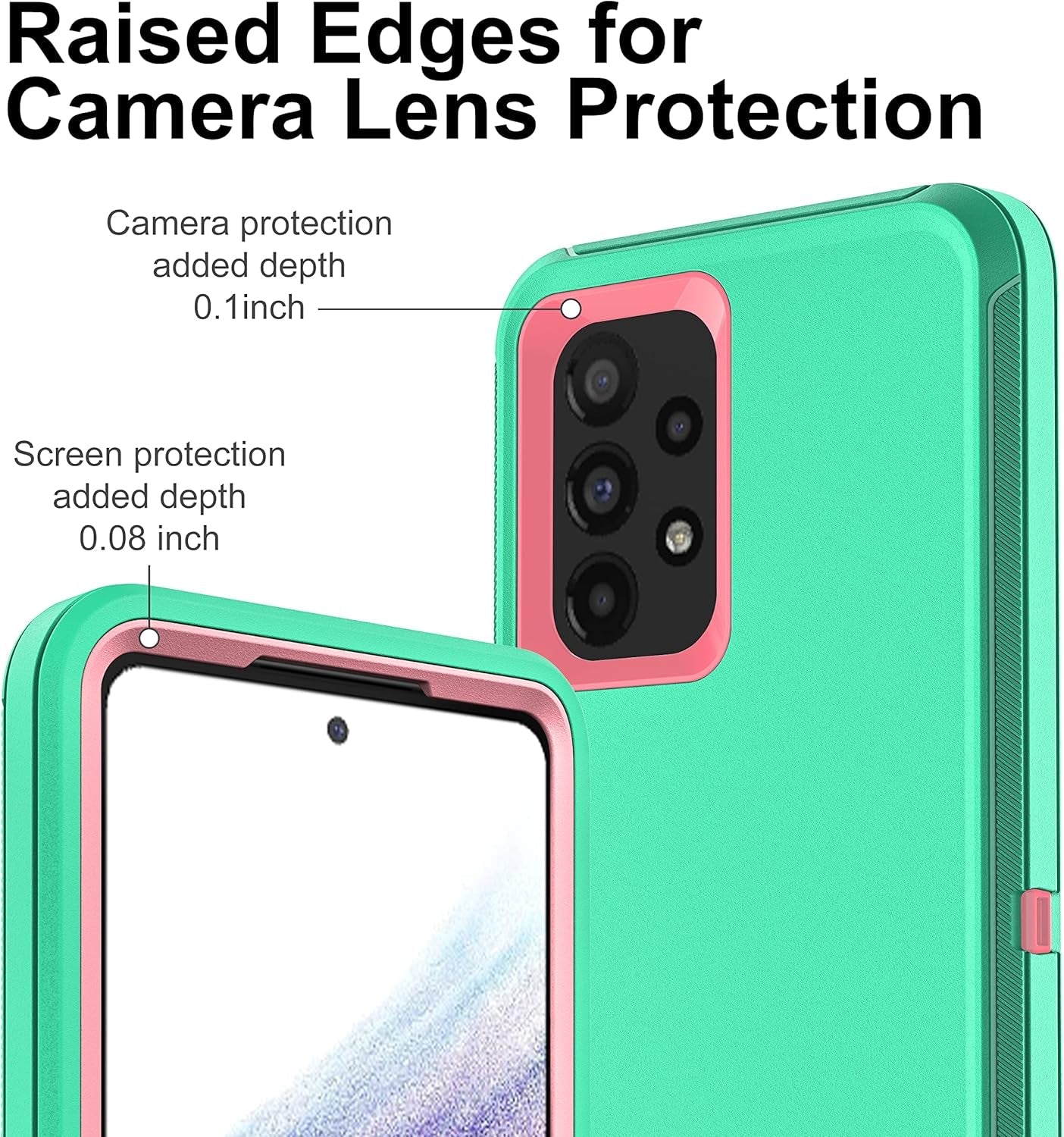 For Samsung A53 5G Case, Galaxy A53 5G Case with 2 Pcs Nano Explosion-Proof Film, 3 in 1 Full Body Shockproof Heavy Duty Protection Case for Samsung Galaxy A53 5G (Aqua Blue/Rose Pink)