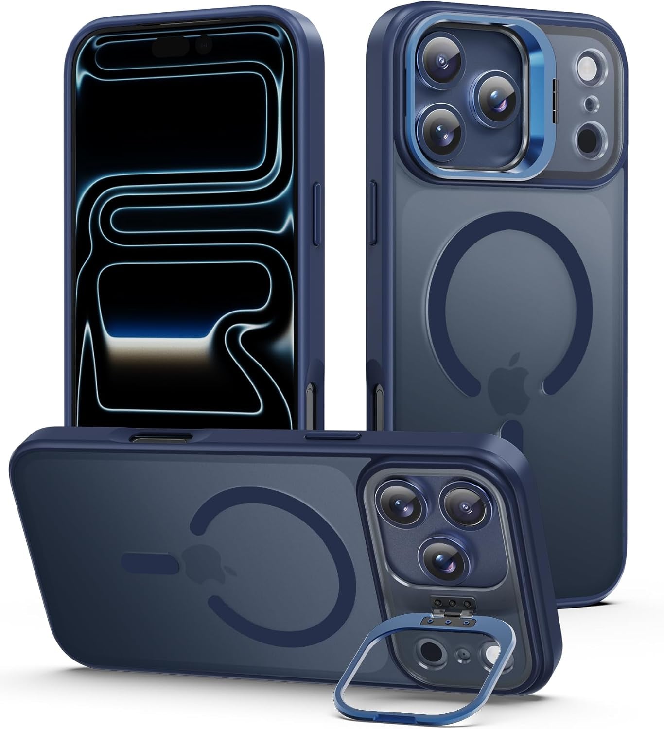 Magnetic for Iphone 17 Pro Max Case with Invisible Stand, Compatible with Magsafe, Military-Grade Drop Protection, Slim Translucent Matte Phone Cover, Black