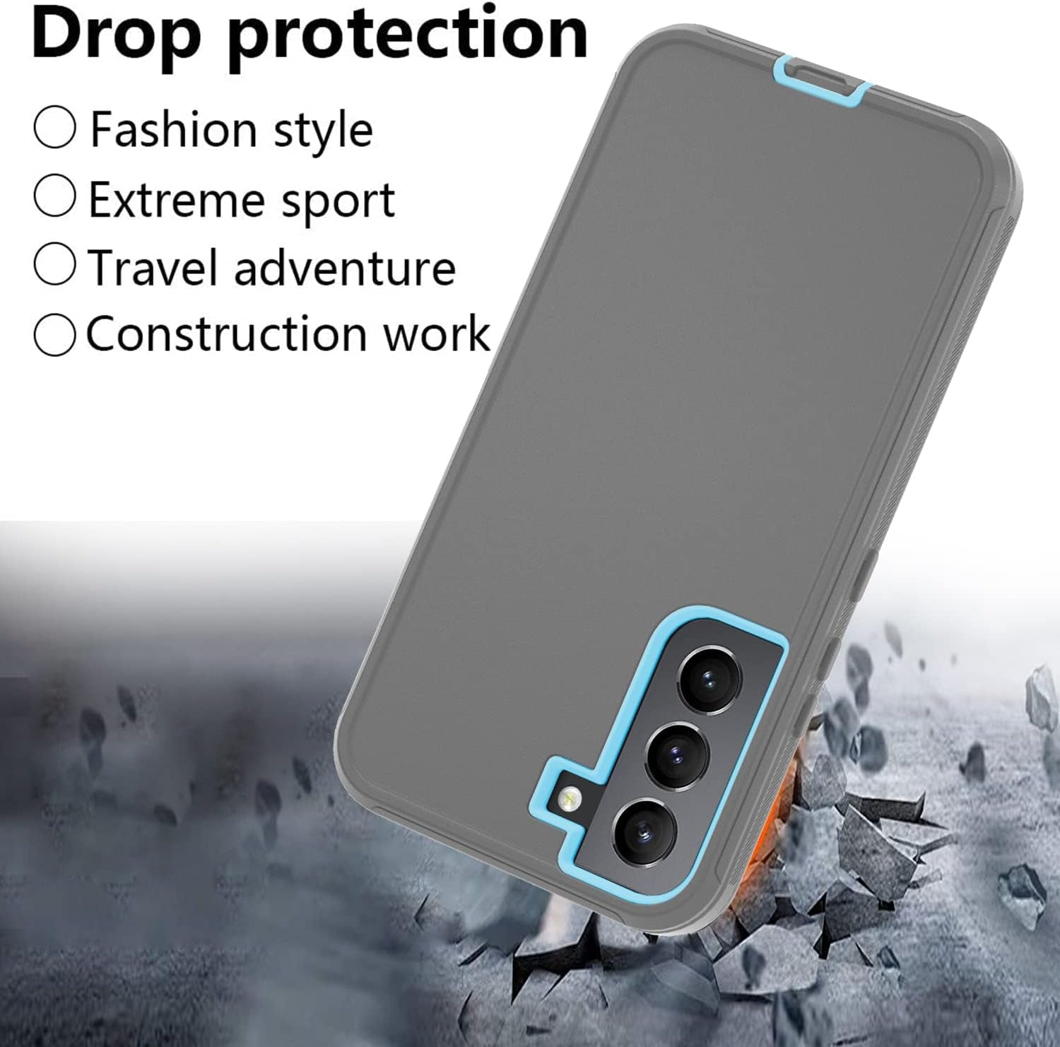 For Galaxy S22 5G Case,Samsung S22 Heavy Duty Case,[Military Grade Protective ],[Shockproof] [Dropproof] [Dust-Proof], Compatible with Samsung Galaxy S22 5G (Gray/Skyblue)