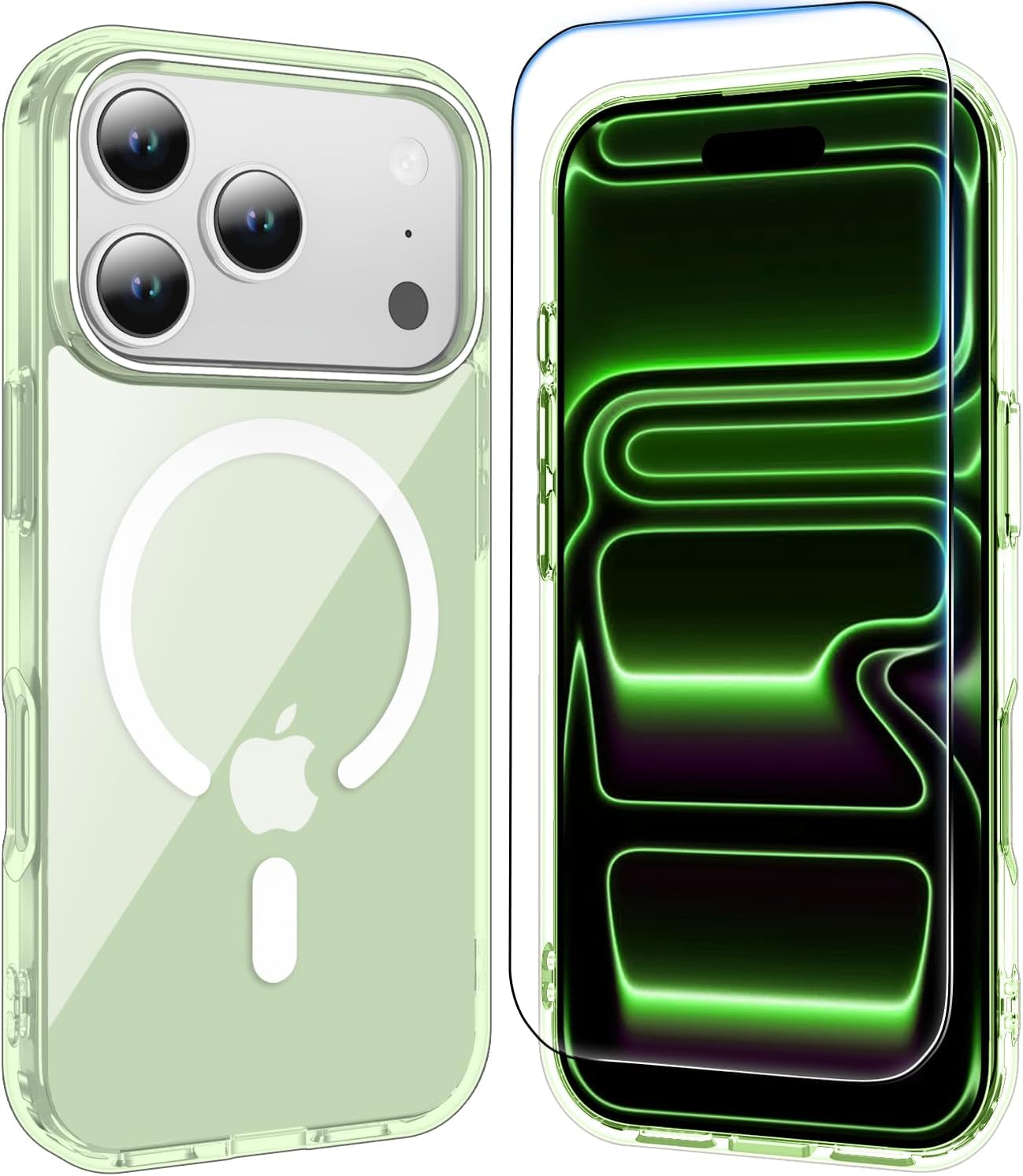 Temdan for Iphone 17 Pro Case Clear with Screen Protector, Compatible with Magsafe, Anti-Yellowing, Military-Grade Protection, Shockproof Slim Magnetic Phone Case Cover, Transparent