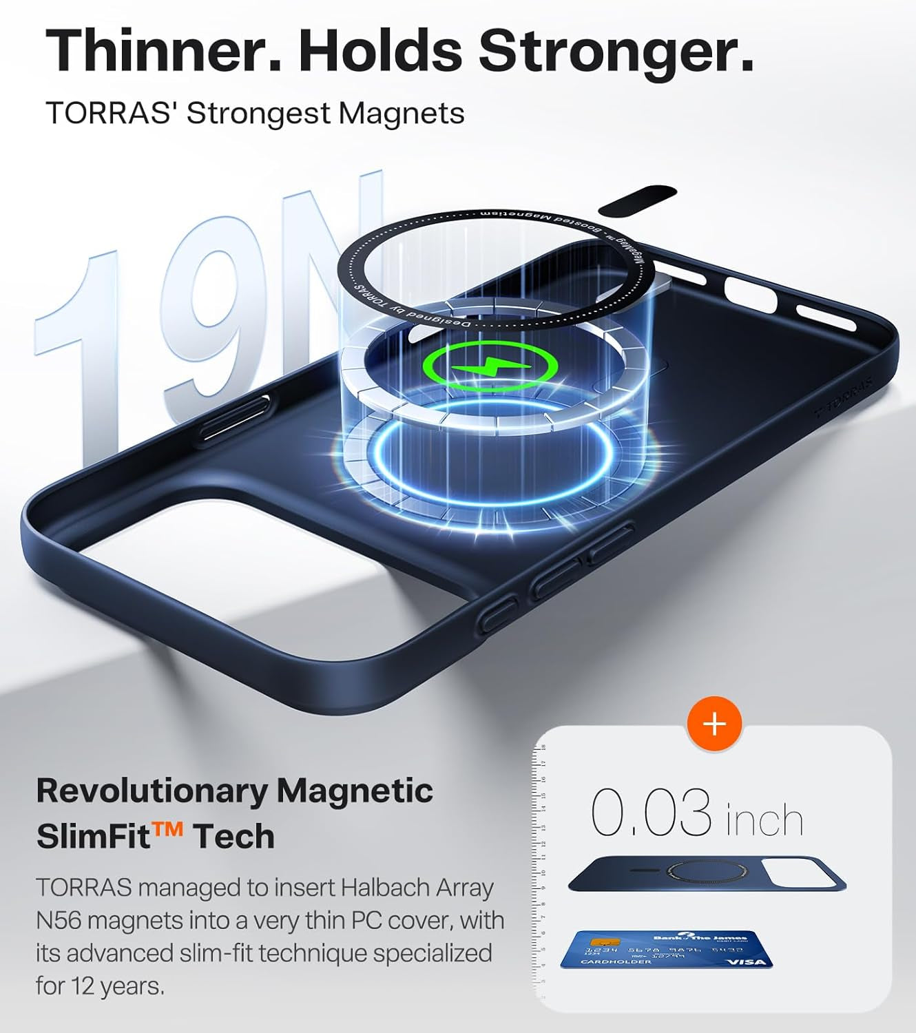 TORRAS Magnetic Slim-Fit for Iphone 17 PRO MAX Case, Ultra-Thin 17 Promax Phone Case Compatible with Magsafe, Light Anti-Scratch Matte Hard PC Bayer 6.9 Inch Originfit, Deep Blue