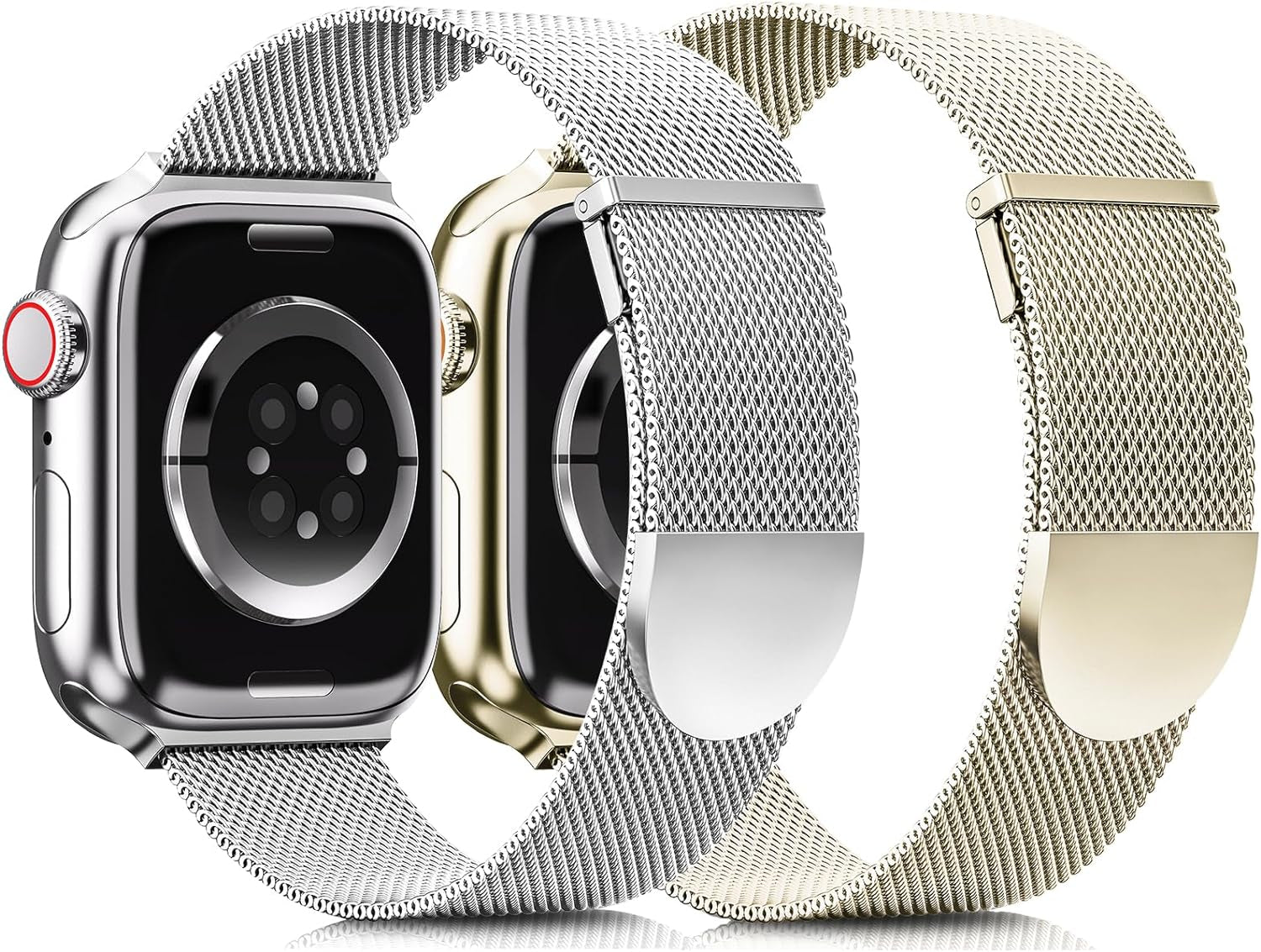 2 Pack Metal Magnetic Band Compatible with Apple Watch Bands 38Mm 40Mm 41Mm 42Mm 44Mm 45Mm 49Mm Women Men,Milanese Loop Stainless Steel Mesh Adjustable Strap for Iwatch Series 9 8 7 6 5 4 3 2 SE Ultra