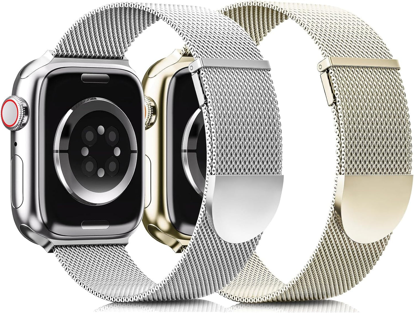 2 Pack Metal Magnetic Band Compatible with Apple Watch Bands 38Mm 40Mm 41Mm 42Mm 44Mm 45Mm 49Mm Women Men,Milanese Loop Stainless Steel Mesh Adjustable Strap for Iwatch Series 9 8 7 6 5 4 3 2 SE Ultra