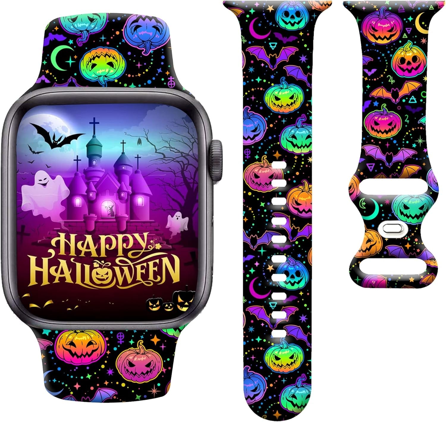 Halloween Watch Band Compatible with Apple Watch Band 38Mm 40Mm 41Mm Iwatch SE Series 7 6 5 4 3 2 1, Halloween Gifts Soft Sport Replacement Strap Band for Women Men