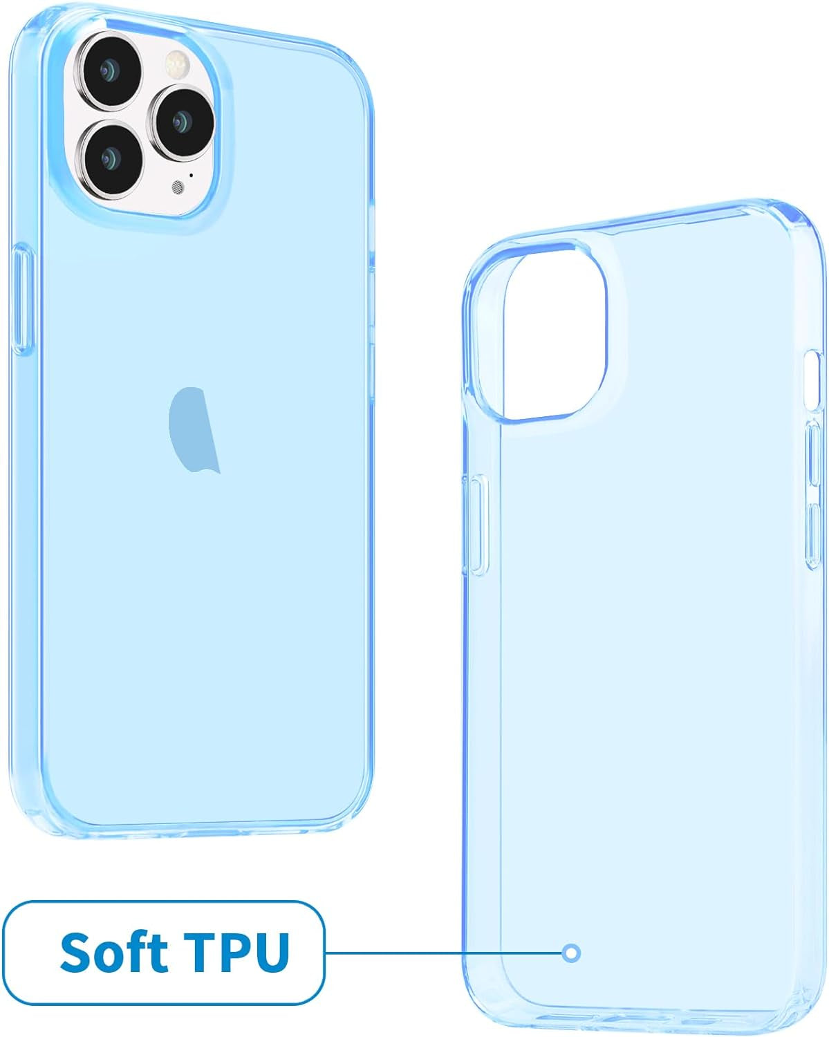 Jjgoo Compatible with Iphone 14 Pro Case, Clear Soft Shockproof Protective Slim Thin Bumper Cover Transparent Phone Case, Translucent Blue  JJGoo   