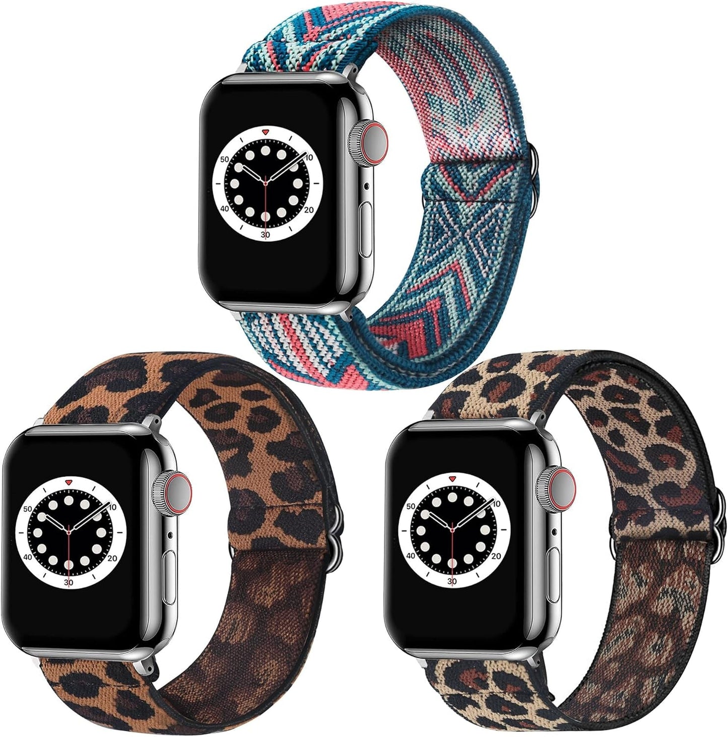 Dsytom 3 Pack Elastic Band Compatible with Apple Watch Bands 38Mm 41Mm 40Mm 42Mm 44Mm 45Mm 49Mm, Adjustable Stretchy Nylon Bands for Iwatch Series 9 Ultra 2 8/7/6/5/4/3/2/1 SE Strap for Women