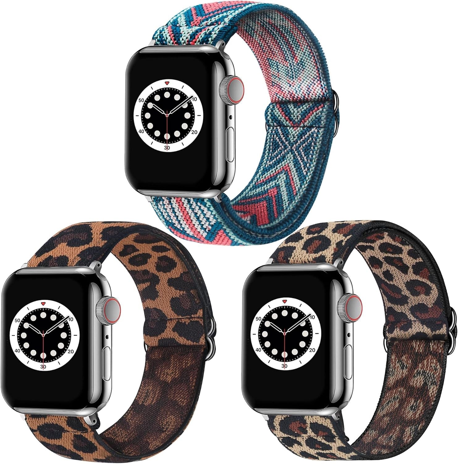 Dsytom 3 Pack Elastic Band Compatible with Apple Watch Bands 38Mm 41Mm 40Mm 42Mm 44Mm 45Mm 49Mm, Adjustable Stretchy Nylon Bands for Iwatch Series 9 Ultra 2 8/7/6/5/4/3/2/1 SE Strap for Women