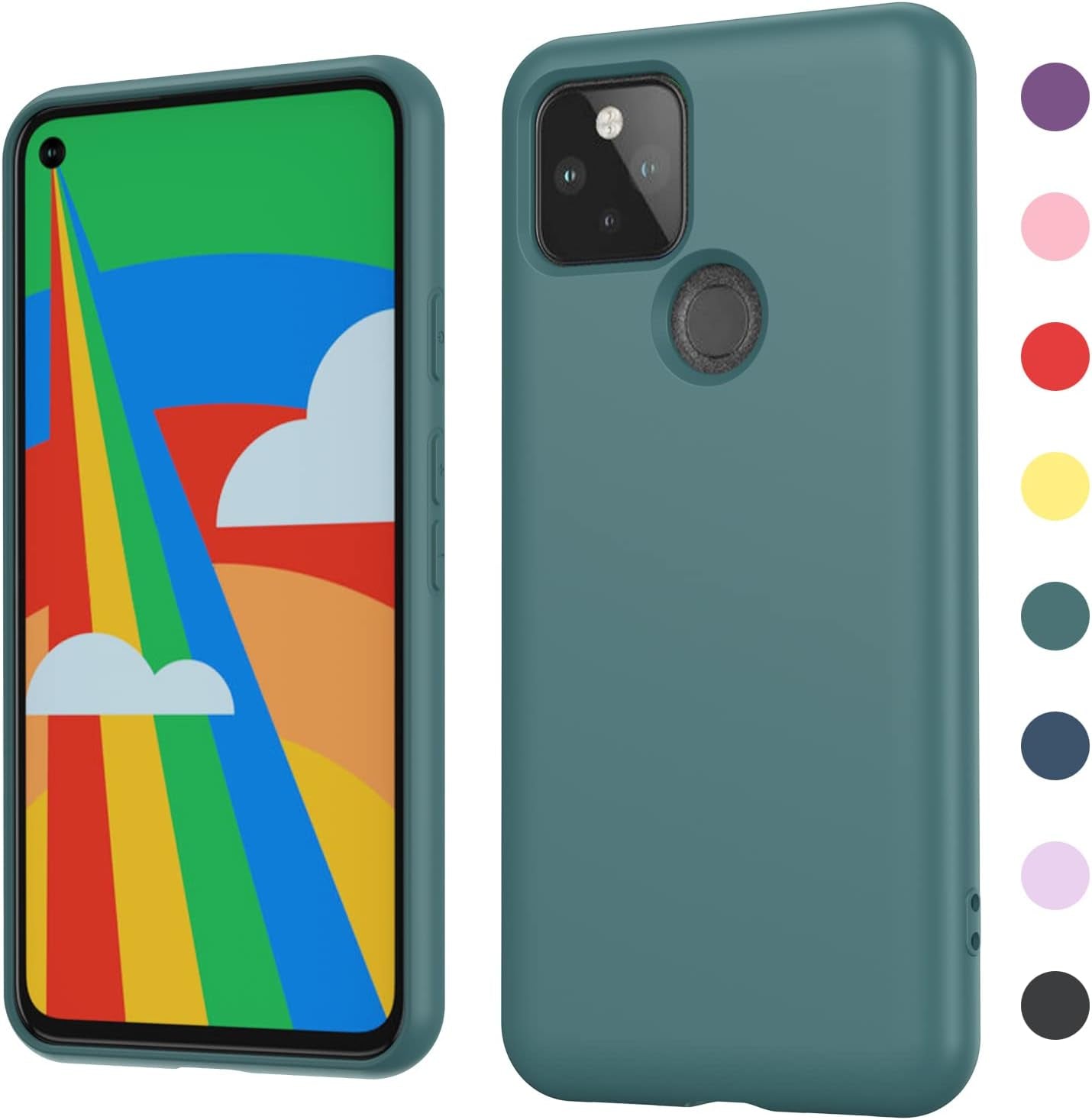 Leyi for Pixel 6A 5G Case: Google Pixel 6A Case with [2 Pack] Tempered Glass Screen Protector Liquid Silicone Soft Microfiber Liner Cover Case Pixel 6A, Red  LeYi Green Google Pixel 5 