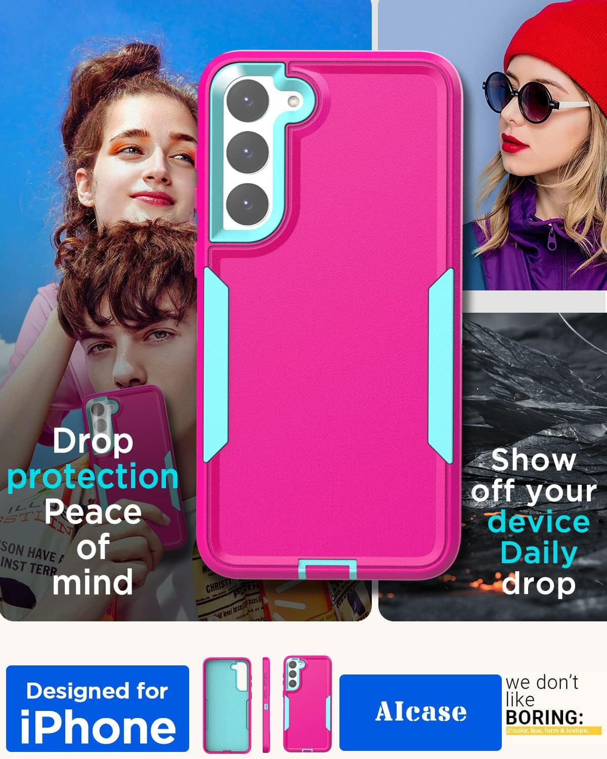 Aicase Case for Samsung Galaxy S22 Plus,Support Magnetic Car Mount Heavy Duty 2-Layer Pocket-Friendly Durable Military Grade Protection Shockproof/Drop Proof Protective Cover for S22 Plus_3