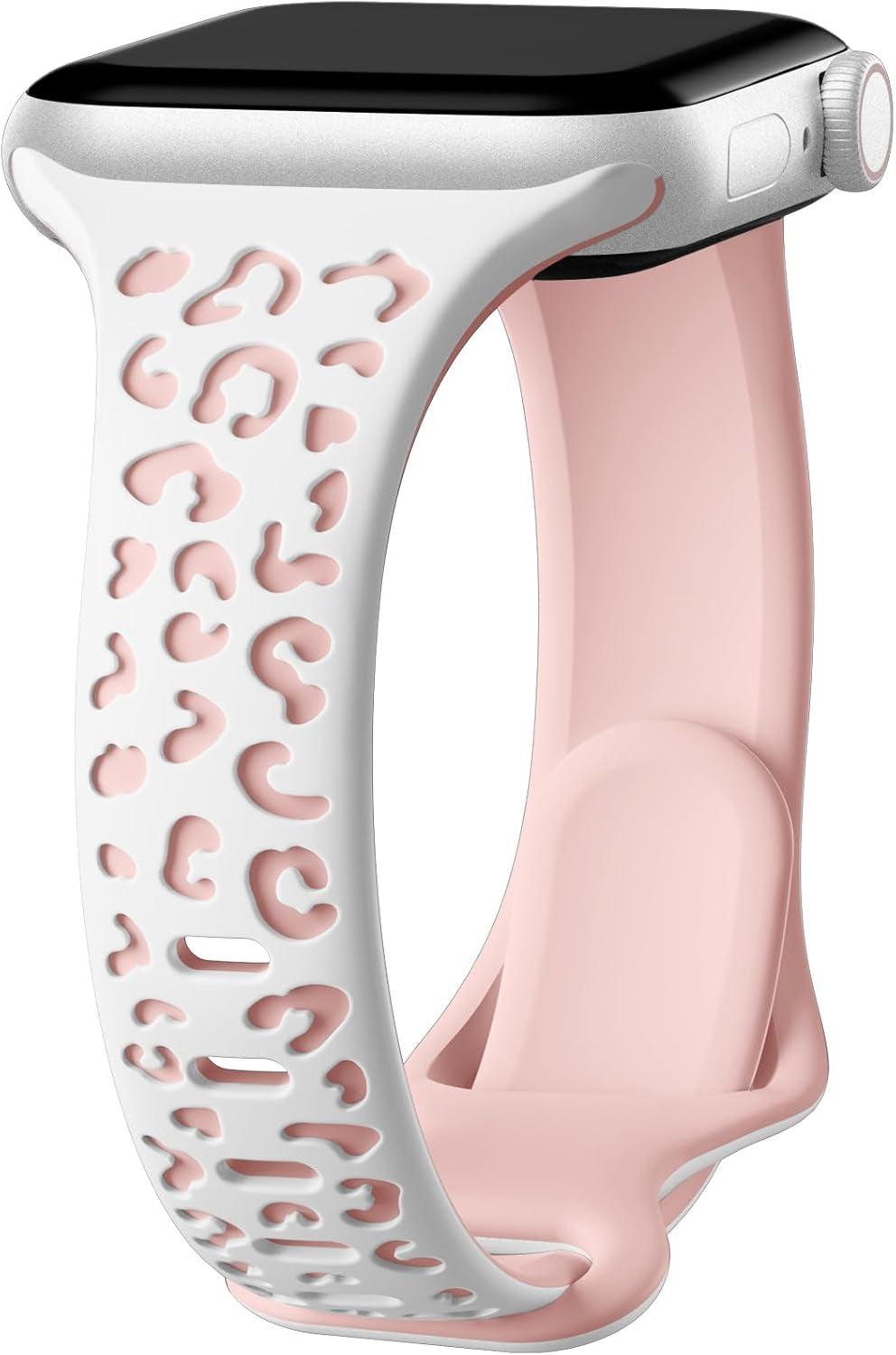 Daqin Slim Leopard Engraved Band Compatible with Apple Watch Bands 40Mm 38Mm 41Mm 44Mm 45Mm 42Mm Women, Soft Silicone Feminie Cheetah Thin Sport Wristbands for Iwatch Bands Series 9 8 7 6 5 4 3 2 1 SE