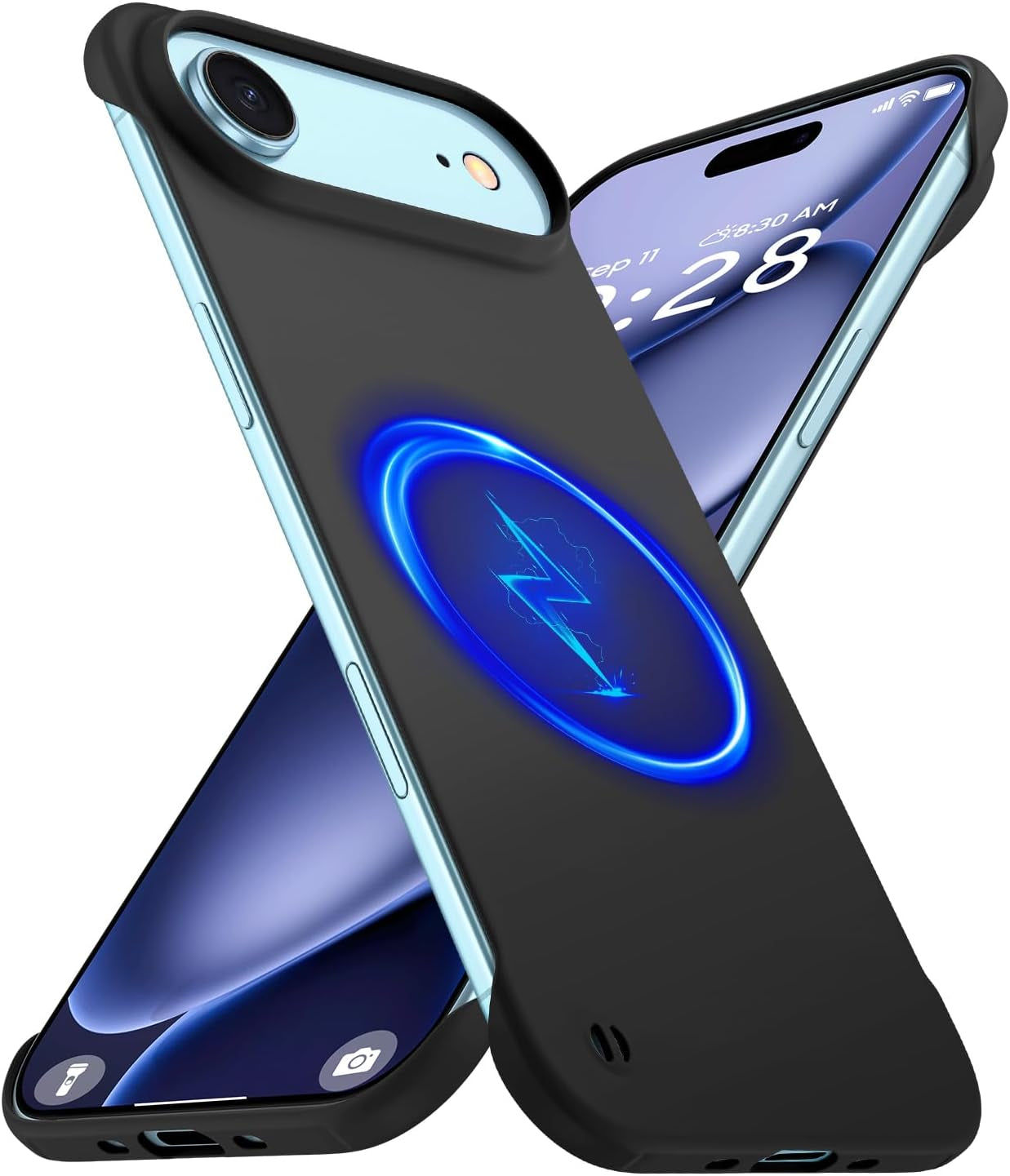 Magnetic Slim Case Fit for Iphone 17 Pro Max Phone Case 6.9"(2025) Ultra-Thin Lightweight Durable Frameless Matte Hard for Magsafe Cover Case with Pull Ring Shockproof Non Slip Rope-Black