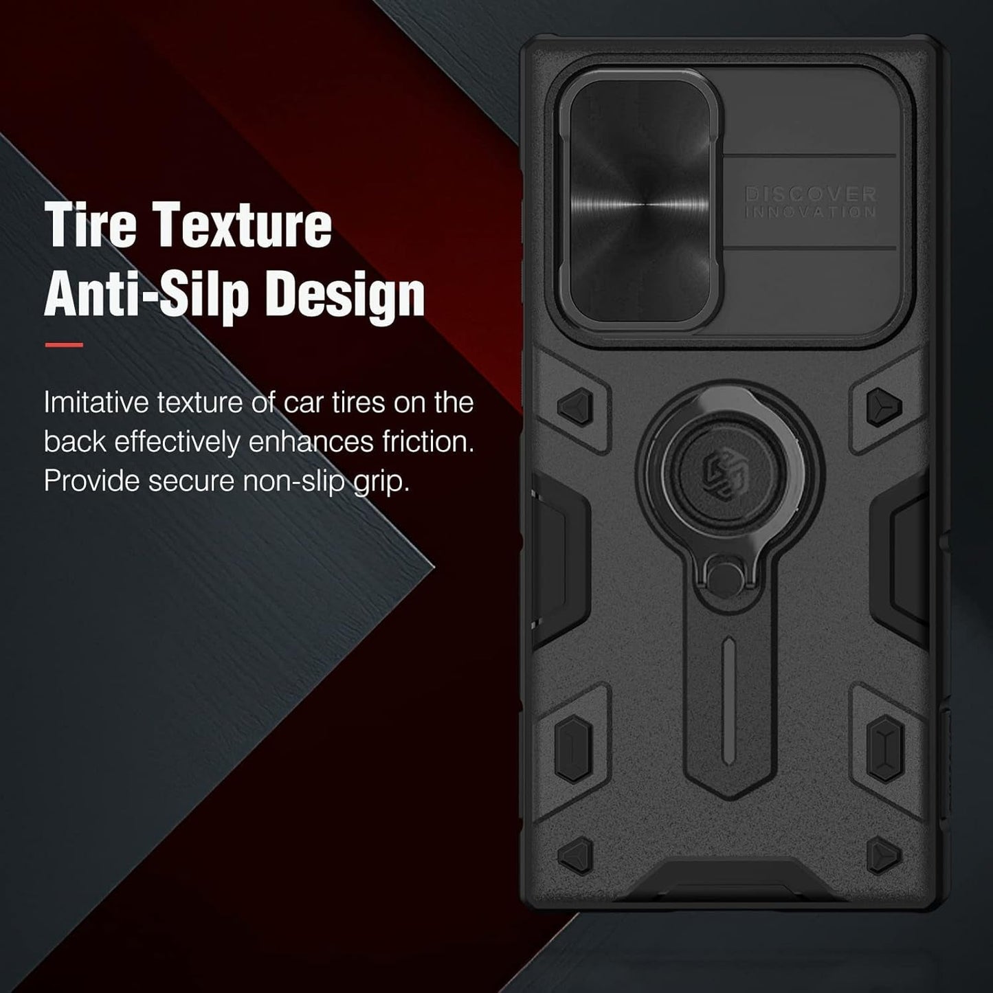 Erhu Galaxy S22 Ultra Case with Slide Camera Cover & Rotation Ring Kickstand, Military Grade, Shockproof Bumper Protective Case for Samsung Galaxy S22 Ultra 5G Case 6.8'' 2022 Black Army Style