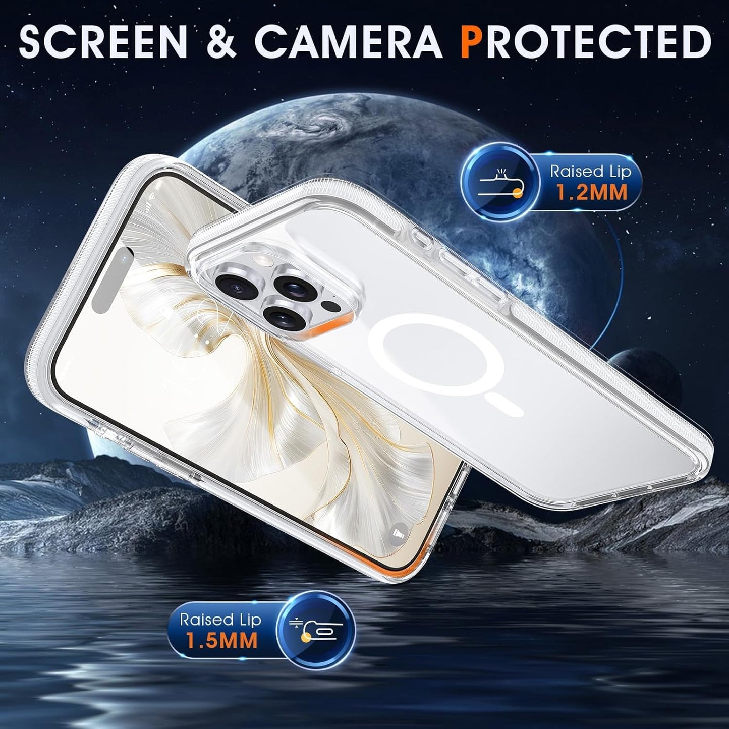 MILPROX Compatible with Iphone 15 Pro Max Case - Compatible with Magsafe - Magnetic Clear Trasparent Design - Non-Yellowing Anti-Slip - Shockproof Bumper Phone Cover - White  MILPROX   