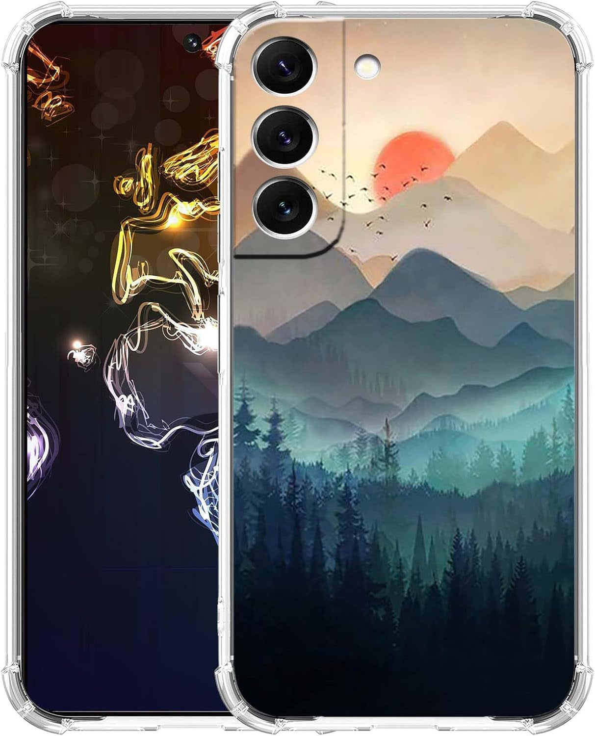 Green Flower Case for Samsung Galaxy S22 Plus,Aesthetic Abstract Minimalism Floral Pattern Case,Soft TPU Full Cover Case for Galaxy S22 Plus