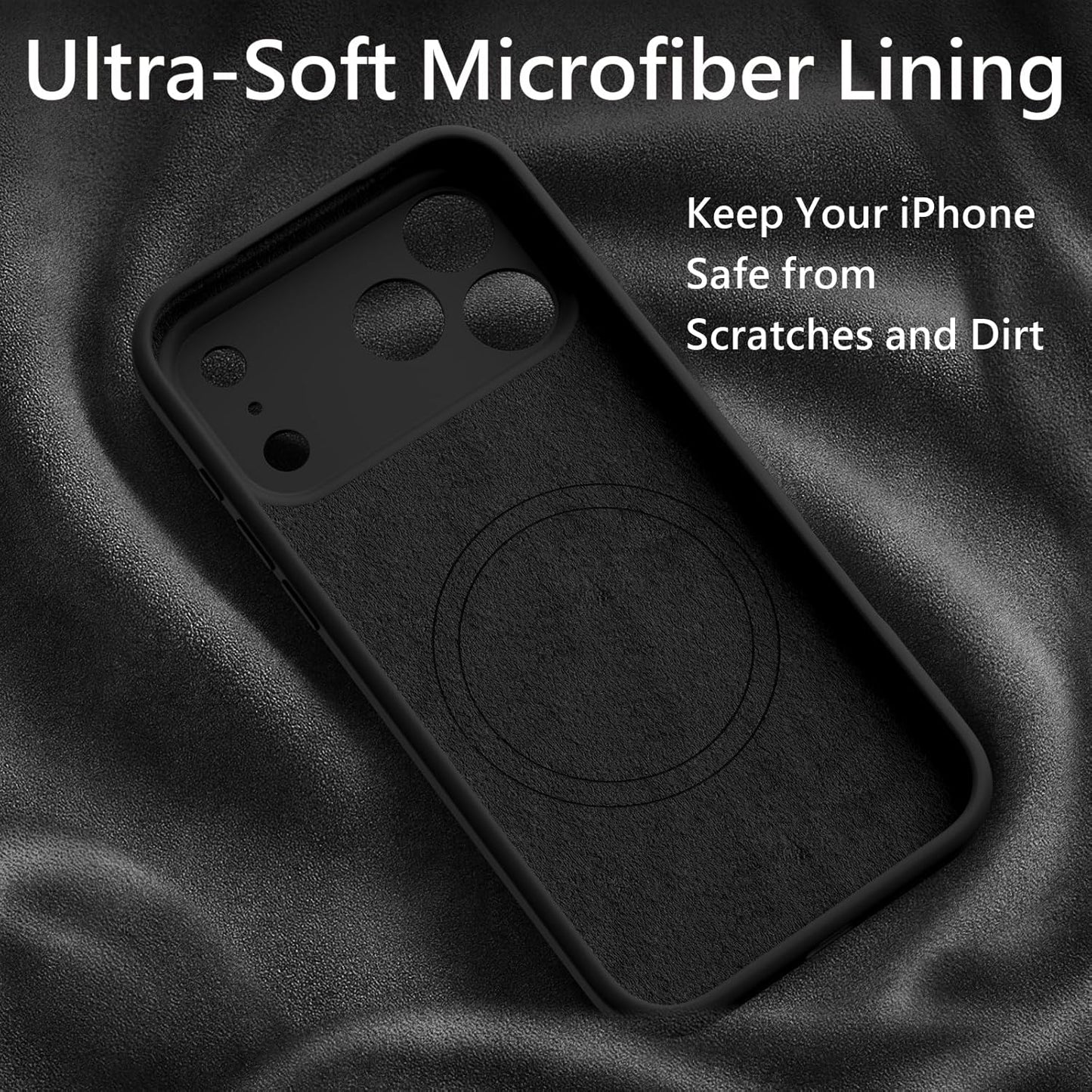 Firenova Magnetic for Iphone 17 Pro Case, Compatible with Magsafe, [Integrated Silicone Camera Control Button] [Camera Protection] Anti-Scratch Microfiber Lining Phone Case, 6.3", Black