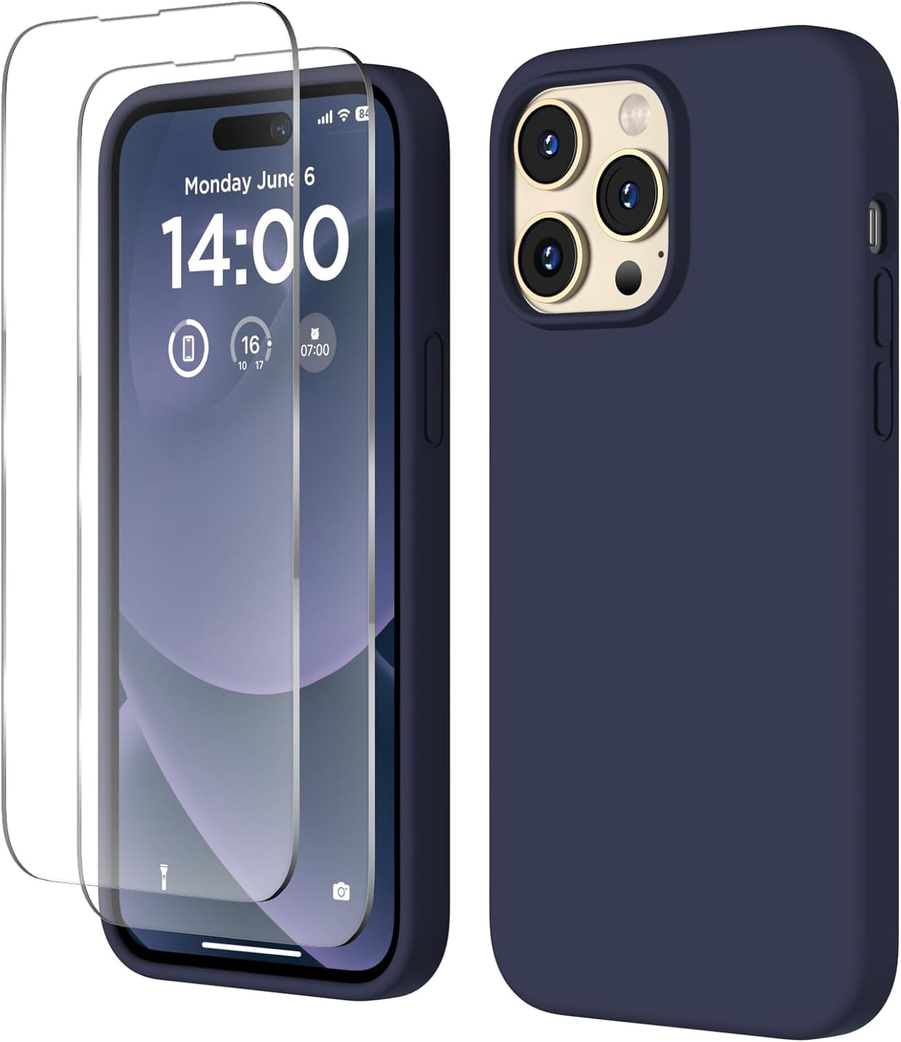 COFFKER Designed for Iphone 14 Pro Max Case, Liquid Silicone Case [2X Screen Protectors], Shockproof Slim Thin Protective Phone Case with Soft Anti-Scratch Microfiber Lining, 6.7 Inch, Calke Green  COFFKER   