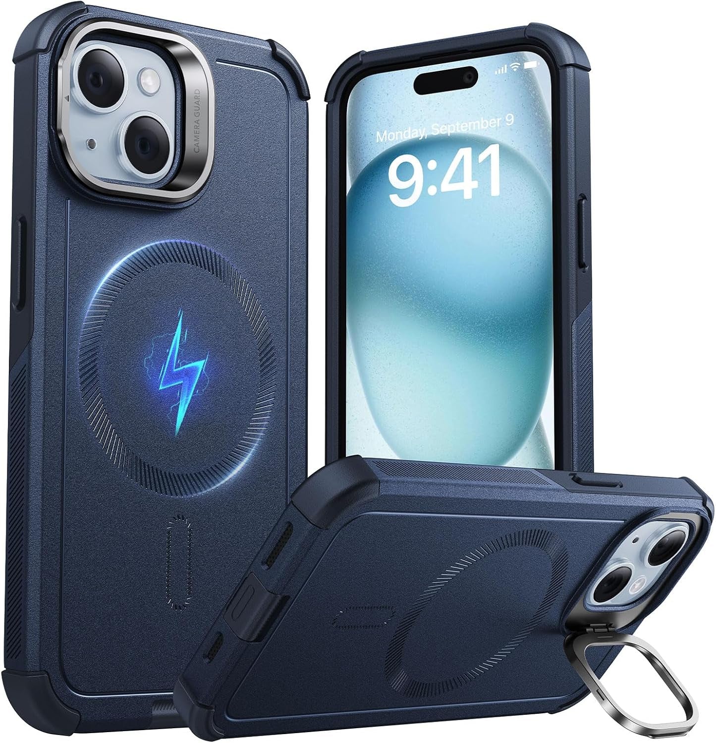 ESR for Iphone 17 Pro Case with Stash Stand, 7X Military-Grade Drop Protection with Camera Control, Shock-Absorbing Phone Rugged Cover, Compatible with Magsafe Accessories, Cyber Series, Black