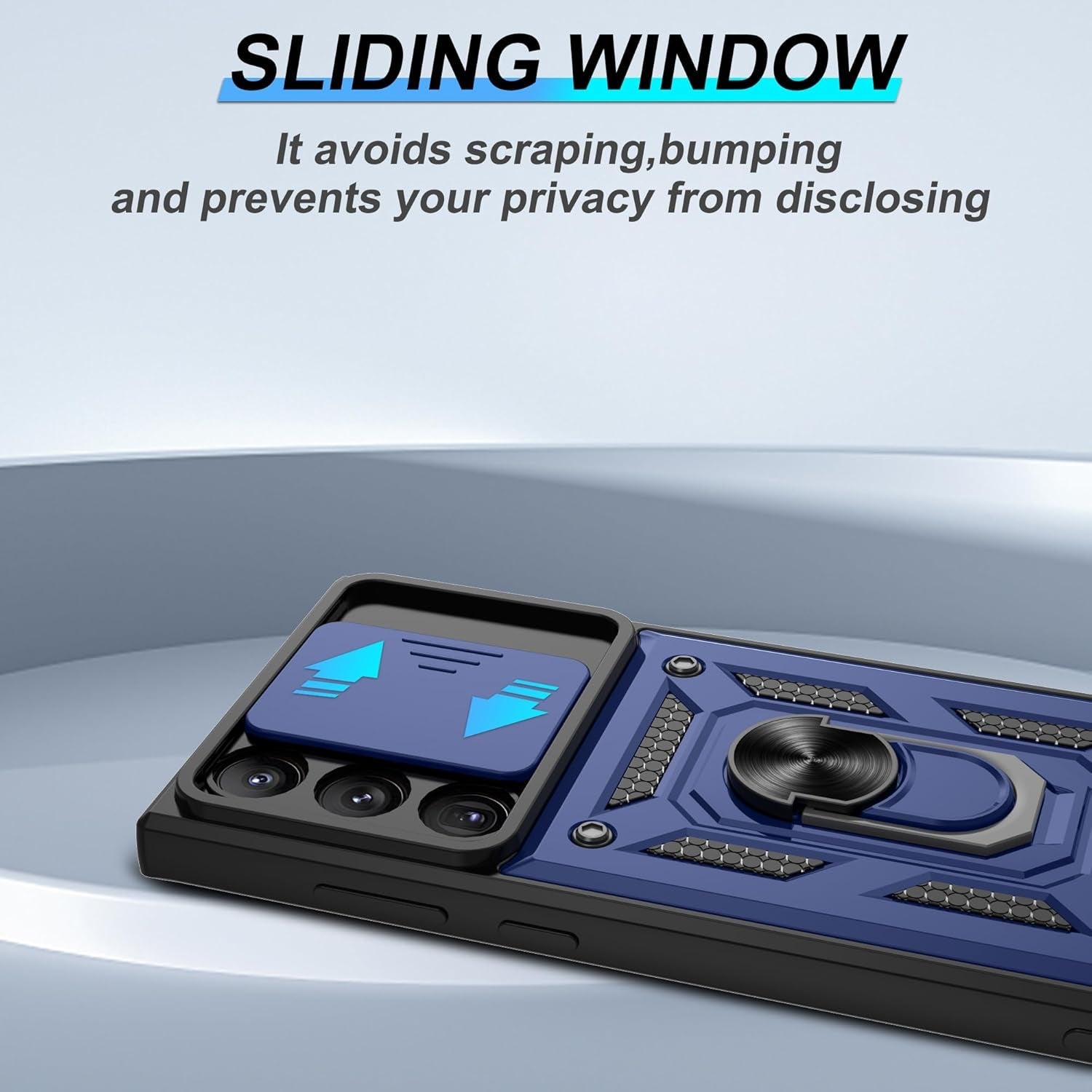 ATUMP for Samsung Galaxy S22 Ultra Case with (2 Pcs) HD Screen Protector, Heavy Duty Shockproof with 360° Rotation Metal Kickstand [Military Grade] Protective Case for S22 Ultra, Blue