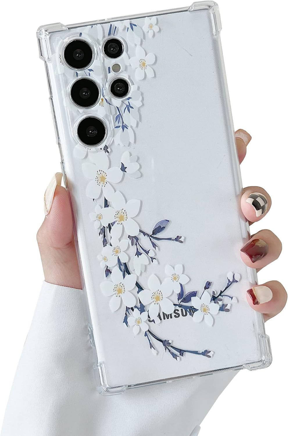 DEFBSC Soft Case Compatible with Samsung Galaxy S22 Ultra, Clear Floral Flower Pattern Print Design Flexible TPU Shockproof Cover for Women Girls,Flower Protective Phone Case, Purple Peony