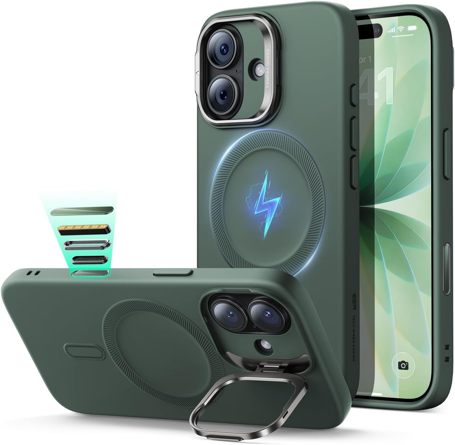 ESR for Iphone 17 Pro Max Case with Stash Stand, Camera Control Cover Compatible with Magsafe, Military-Grade Drop Protection Phone Case for Iphone 17 Pro Max, Scratch-Resistant Back Cover, Clear