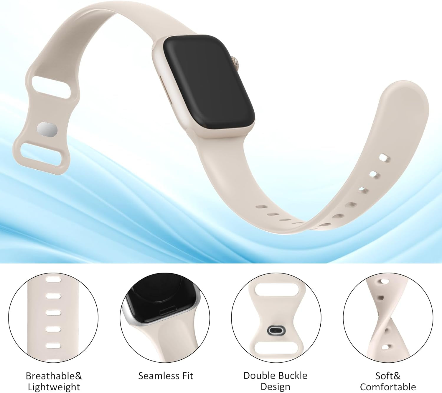 Acrbiutu 6 Pack Bands Compatible with Apple Watch 38Mm 40Mm 41Mm 42Mm 44Mm 45Mm 49Mm, Soft Replacement Silicone Sport Strap Wristbands for Iwatch Series Ultra/Ultra 2 9/8/7/6/5/4/3/2/1 SE Women Men