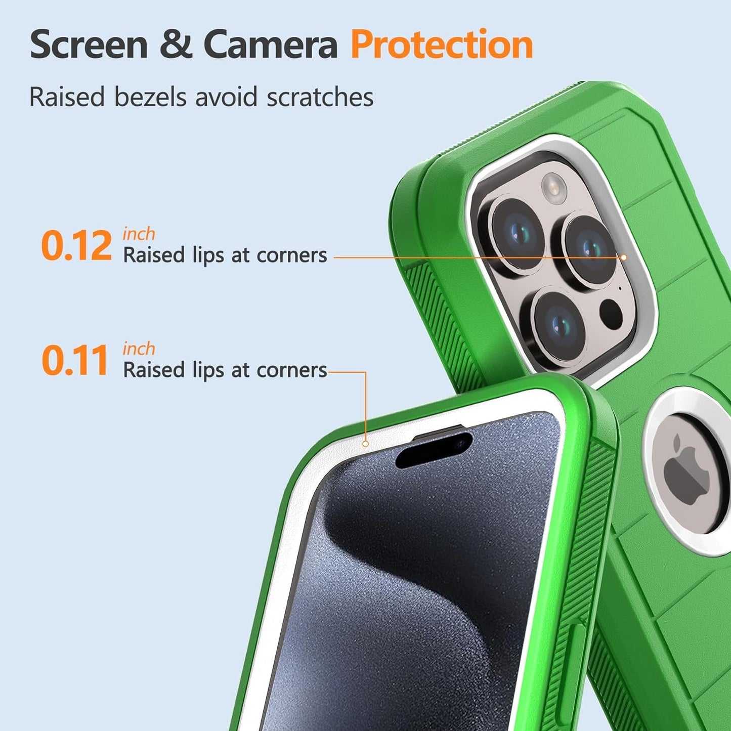 NIFFPD for Apple Iphone 15 Pro Max Case with Belt Clip & Kickstand, Full-Body Protection Multi Layers Rugged Case with Belt Holster for Apple Iphone 15 Pro Max 6.7 Inch 2023(Green+White)  NIFFPD   