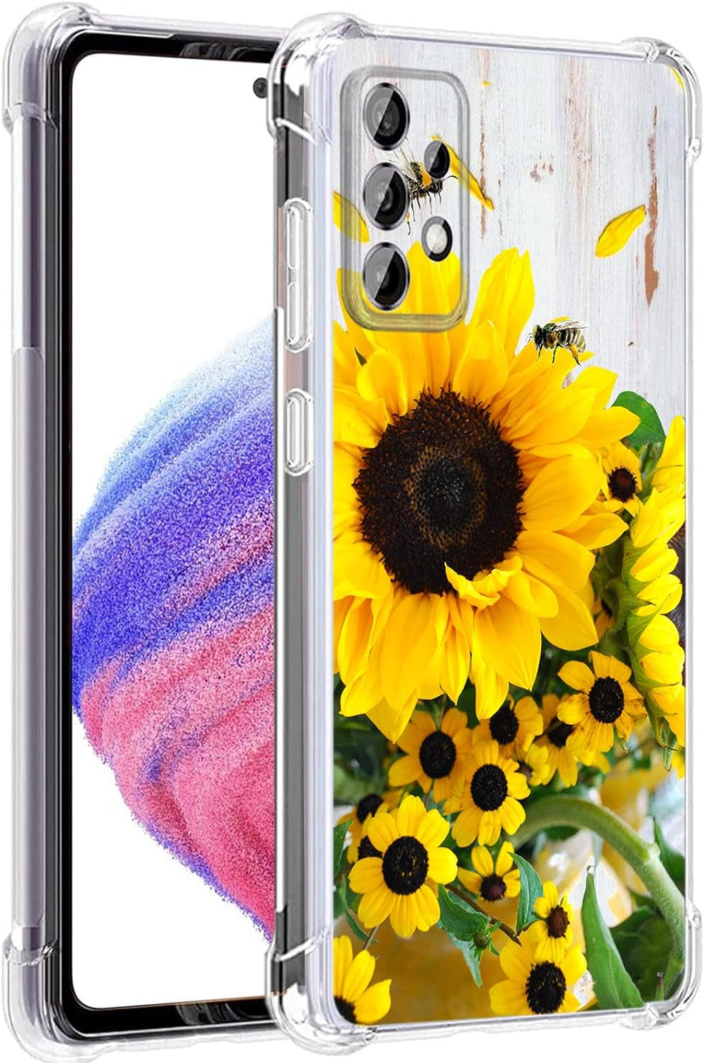Galaxy A53 5G Case, Plum Blossom Flower Drop Protection Shockproof Case TPU Full Body Protective Scratch-Resistant Cover for Samsung Galaxy A53 5G