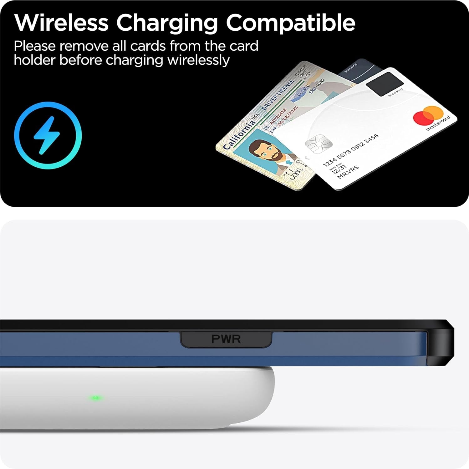 Harusaki 𝟐𝟎𝟐𝟒 𝗡𝗘𝗪 Iphone 15 Pro Case with Card Holder - Wireless Charging Compatible Iphone 15 Pro Wallet Case with Hidden Card Slot for Men and Women (Blue)  harusaki   