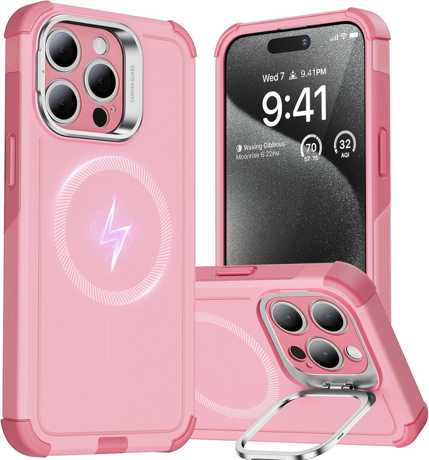 ESR for Iphone 17 Pro Case with Stash Stand, 7X Military-Grade Drop Protection with Camera Control, Shock-Absorbing Phone Rugged Cover, Compatible with Magsafe Accessories, Cyber Series, Black