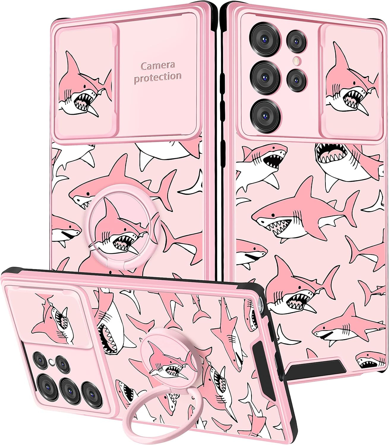 Goocrux (2In1 for Samsung Galaxy S22 Ultra Case Flower Floral for Women Girls Girly Pretty Cute Phone Cover with Slide Camera Cover+Ring Holder Fashion Pattern Unique Design Cases for S22 Ultra 6.8''