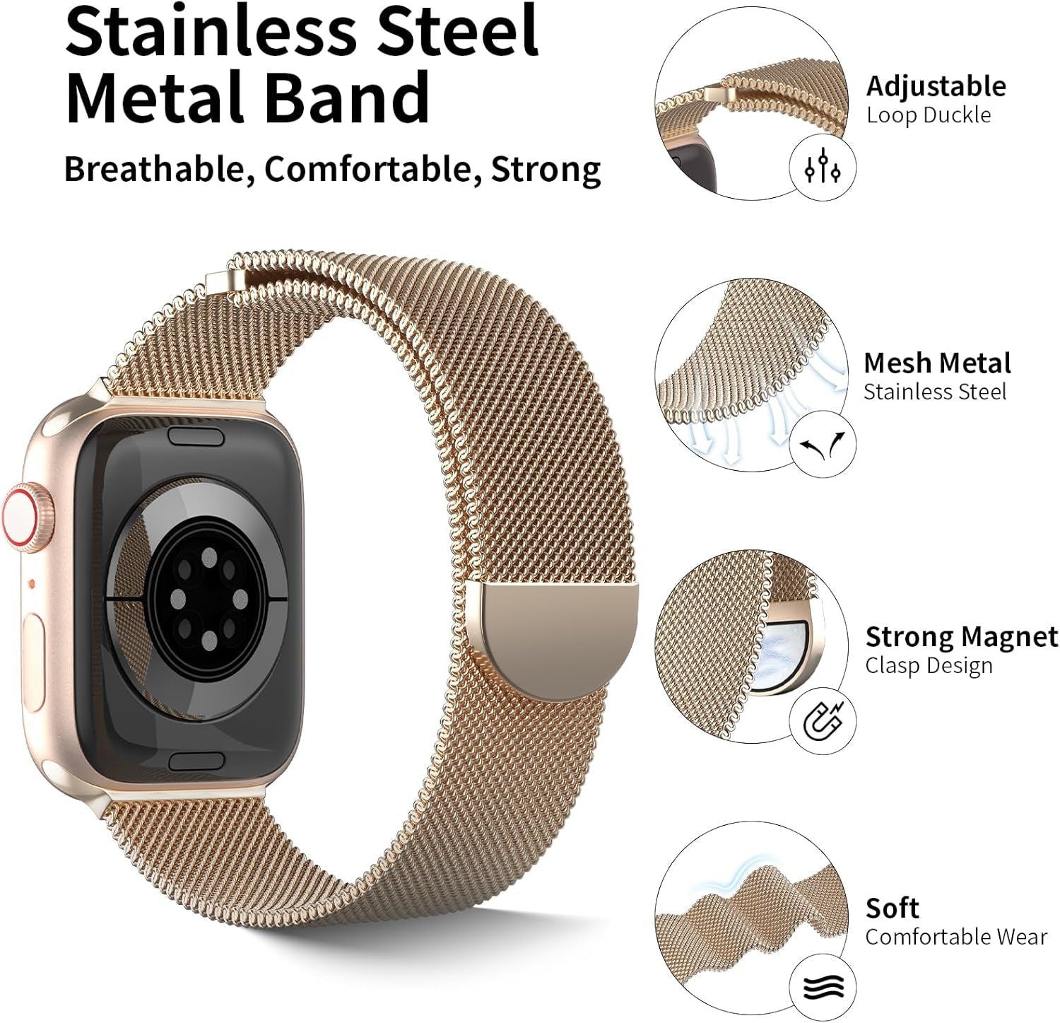 DYKEISS 3 Pack Metal Magnetic Compatible with Apple Watch Band 38Mm 42Mm 40Mm 44Mm 41Mm 45Mm 49Mm, Stainless Steel Mesh Loop Clasp Strap for Iwatch Bands Ultra Series 9 8 SE 7 6 5 4 3 2 1 Women Men