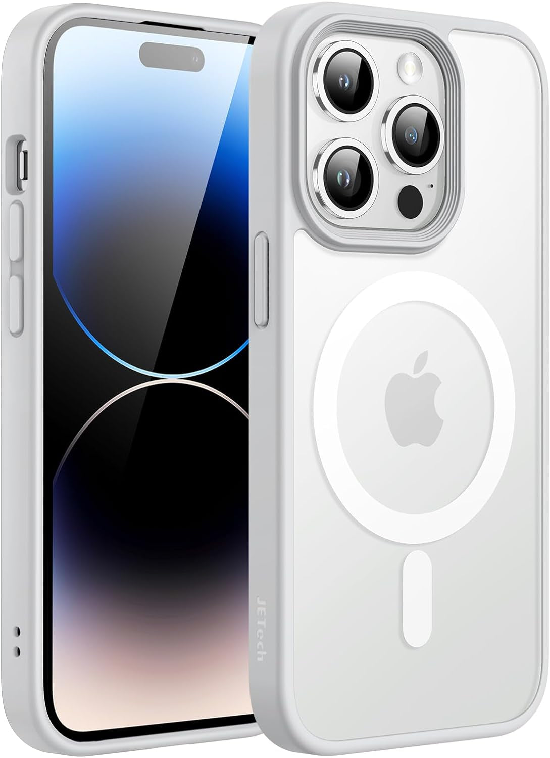 Jetech Magnetic Case for Iphone 14 Pro 6.1-Inch Compatible with Magsafe, Translucent Matte Back Slim Shockproof Phone Cover (Deep Purple)  JETech Gray  