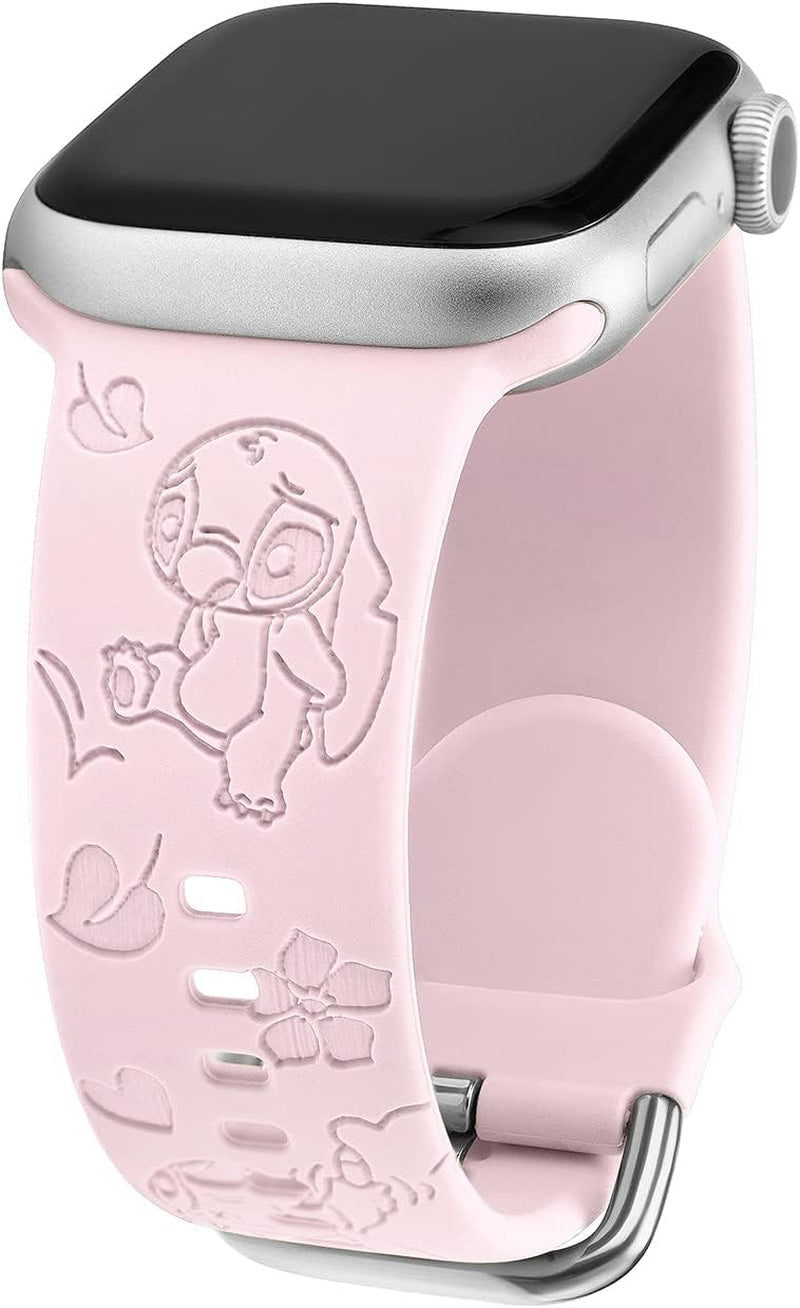 Engraved Sport Strap Compatible with Apple Watch Bands 38 40 41 42 44 45Mm, Women Man Cute Soft Silicone Wristband Replacement Iwatch Series 8 7 6 5 4 3 2 1 SE