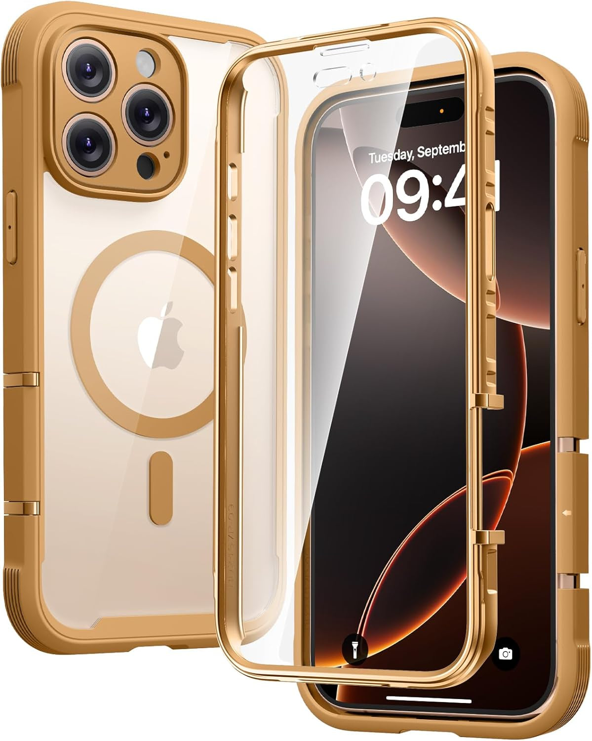 Diaclara Magnetic Designed for Iphone 17 Pro Max Case Full Body Bumper,[Compatible with Magsafe] Military Drop Proof Cover with Built-In Touch Sensitive Anti-Scratch Screen Protector,Orange