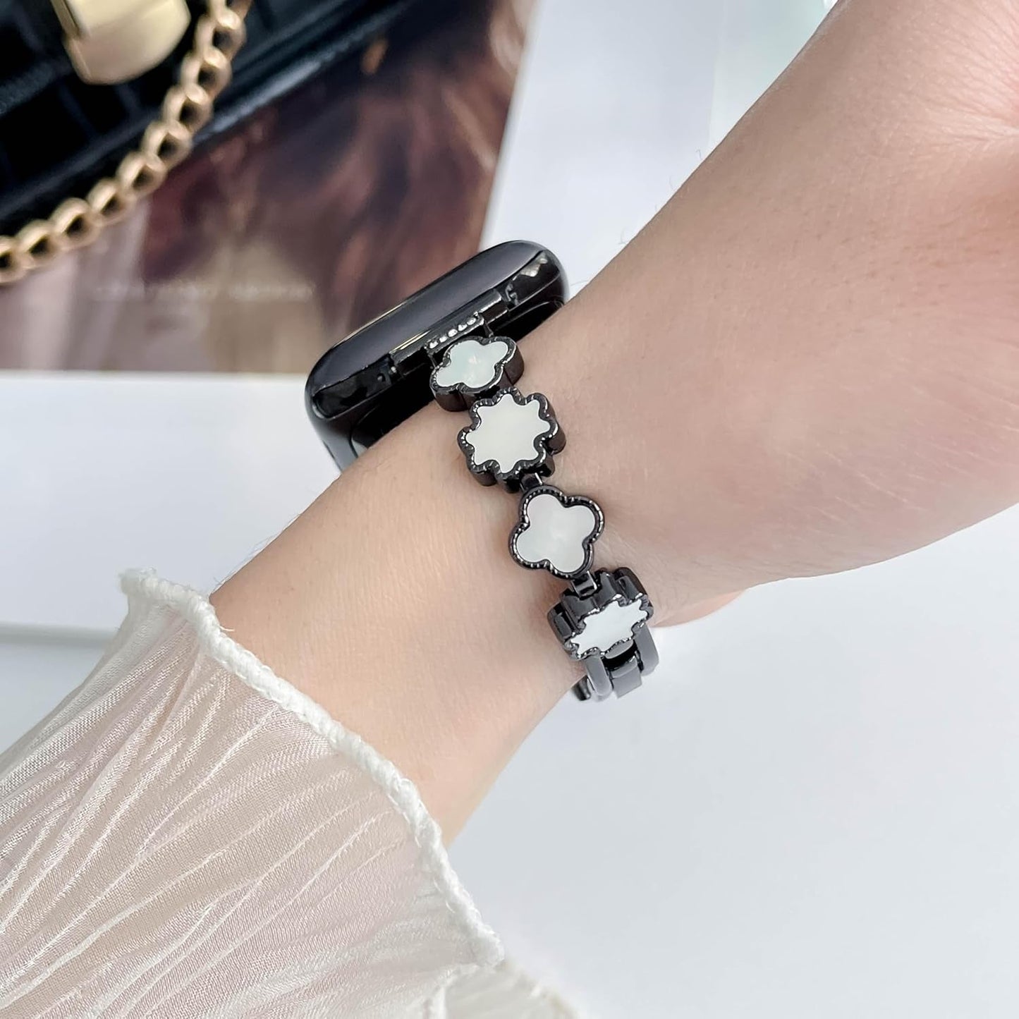 Bling Crystal Metal Band Compatible with Apple Watch Bands 38Mm 40Mm 41Mm 42Mm 44Mm 45Mm 49Mm, Women Jewelry Strap Dressy Shell Bracelet for Iwatch Series 9 8 7 6 5 4 3 2 1 SE Ultra