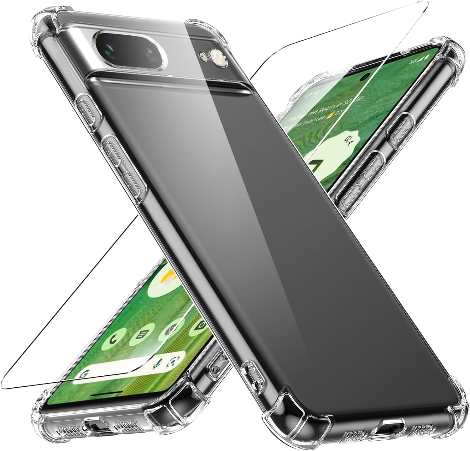 Case for Google Pixel 4A 5G Phone Case, with 1 Piece Screen Protector, TPU Bumper Shockproof Silicone Fullbody Protective Case Cover for Google Pixel 4A 5G, Transparent  Ikziwreo Transparent Google Pixel 7 5G 