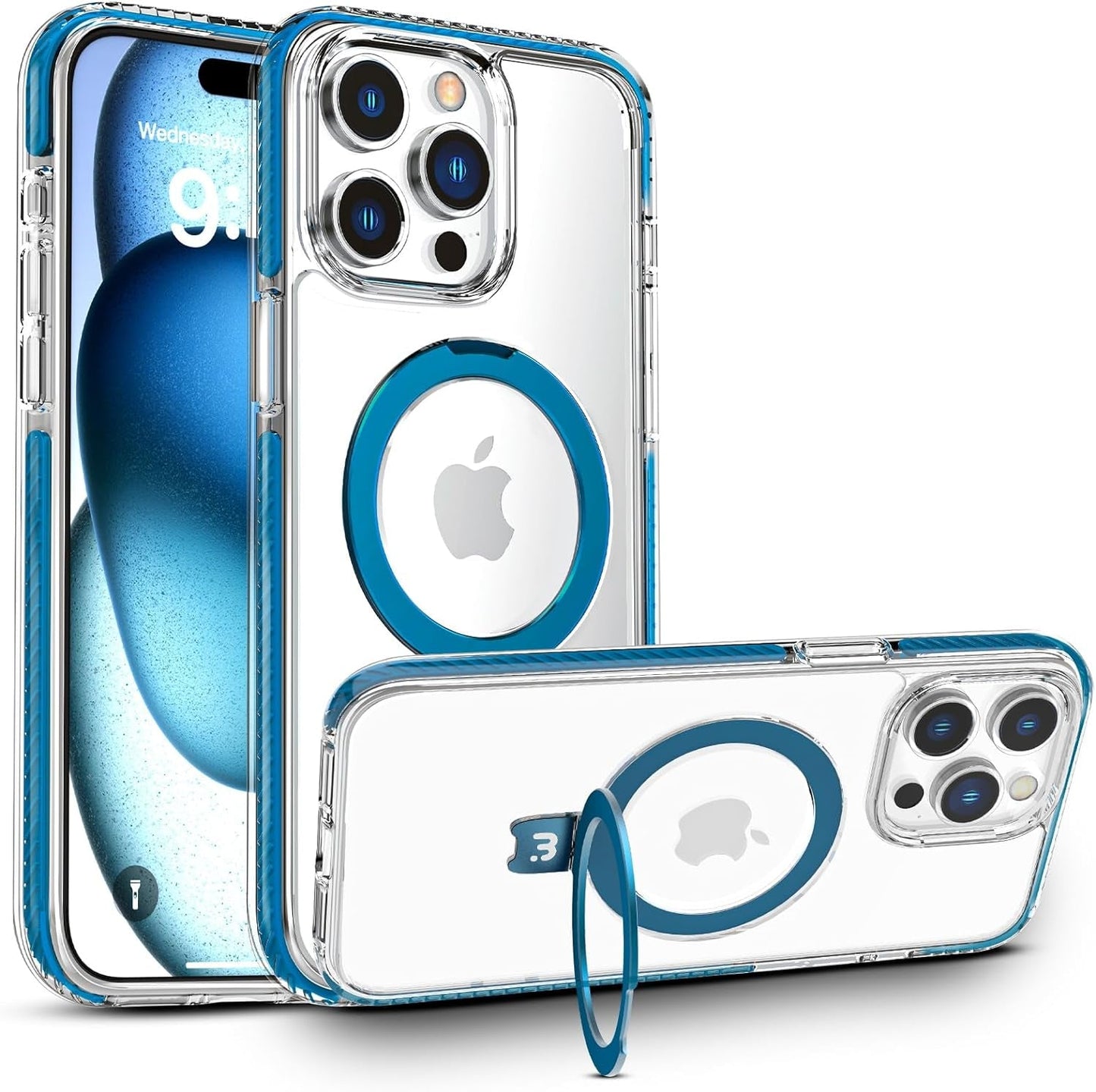 MYBAT PRO Lure Series Iphone 15 Pro Max Case with Magnetic Ring Stand[Compatible with Magsafe],Slim Thin Shockproof Transparent Bumper Cover,Non-Yellowing Iphone Case for Iphone 15 Pro Max  Valor Communication Inc.   