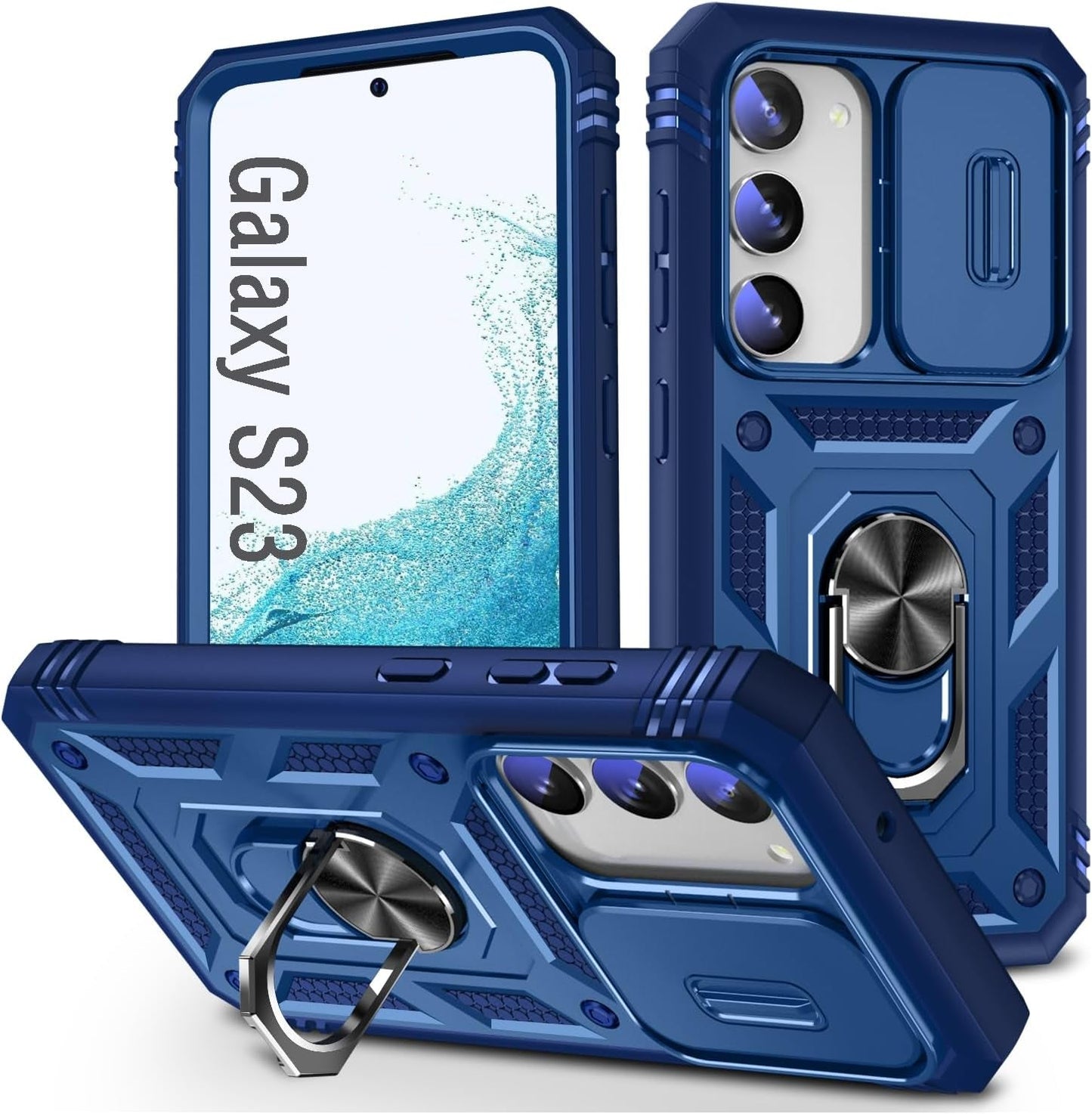 Case for Galaxy S23 FE, Slide Lens Protective Case Shockproof Impact Resistant with Kickstand Cover Case for Samsung Galaxy S23 FE 5G 6.4" (Green)