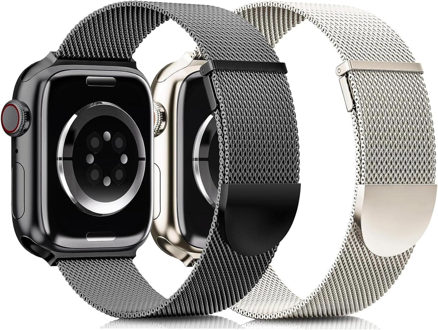 2 Pack Metal Magnetic Band Compatible with Apple Watch Bands 38Mm 40Mm 41Mm 42Mm 44Mm 45Mm 49Mm Women Men,Milanese Loop Stainless Steel Mesh Adjustable Strap for Iwatch Series 9 8 7 6 5 4 3 2 SE Ultra