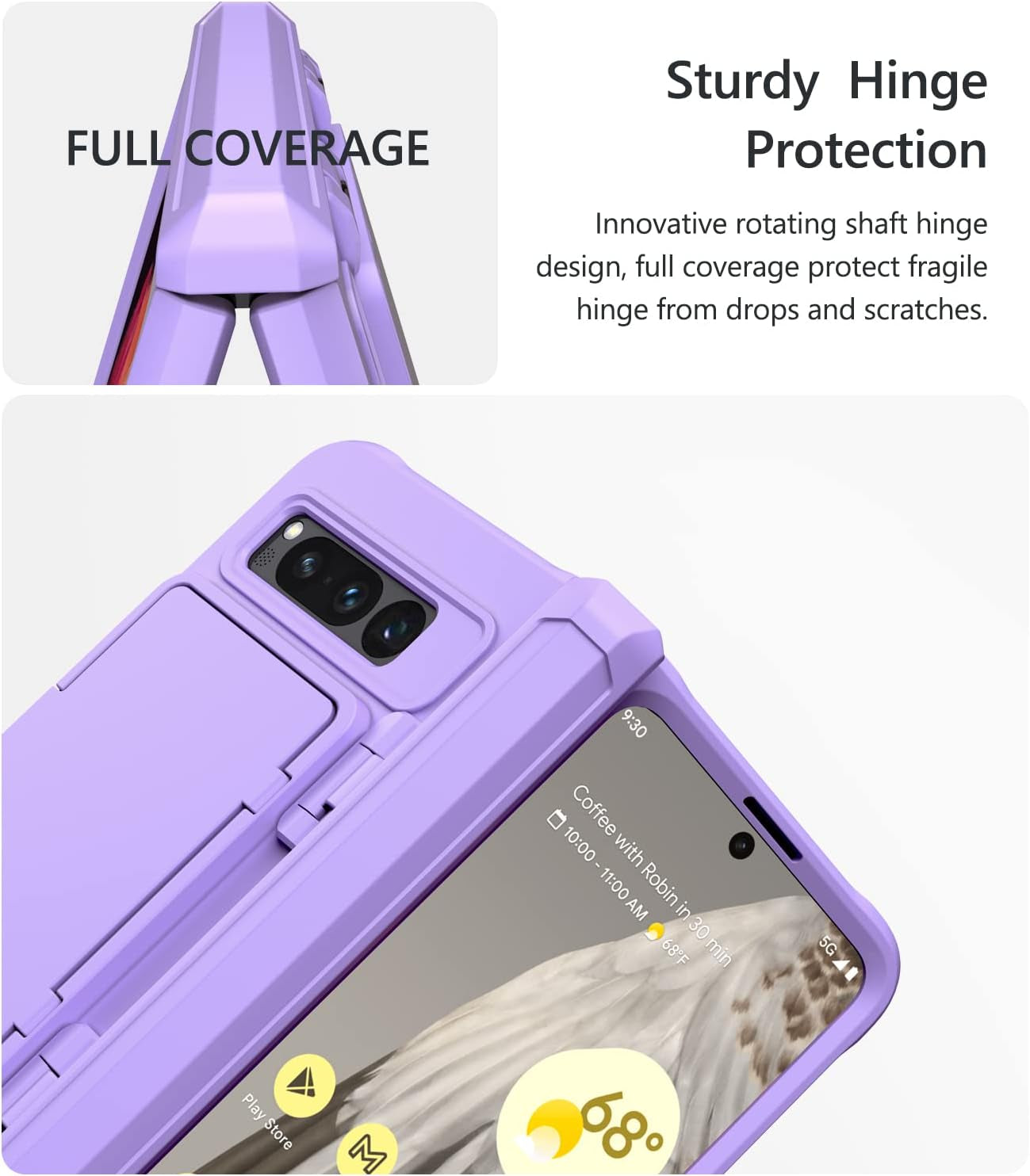 Vihibii for Google Pixel Fold Wallet Case with Card Holder (4 Cards) & Hinge Protection & Screen Protector, Military Grade Drop Protection Hard Back & TPU Edge Wallet Phone Case for Pixel Fold, Purple  Vihibii   