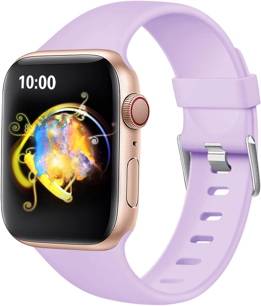 Compatible for Apple Watch Band 38Mm 40Mm 41Mm 42Mm 44Mm 45Mm,Soft Silicone Sport Replacement Strap Compatible with Iwatch Series SE/7/6/5/4/3/2/1 Women Men